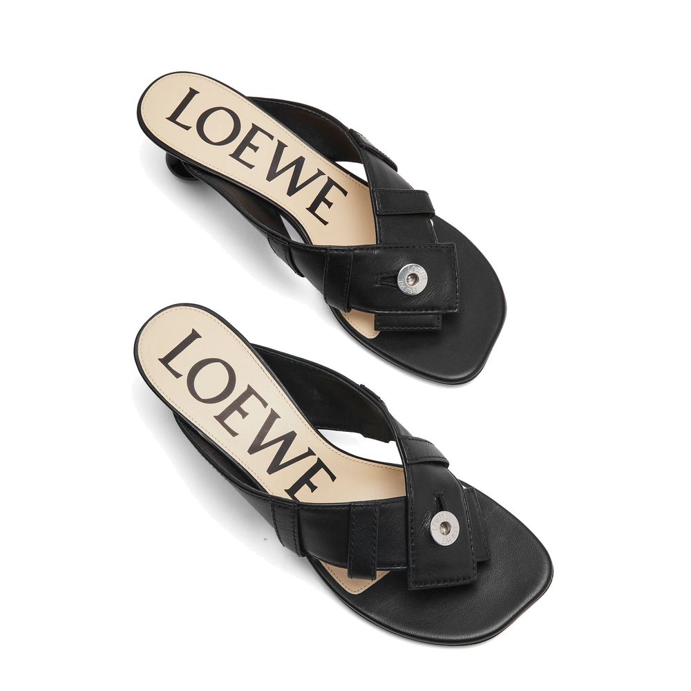Black Lamb Leather Sandals