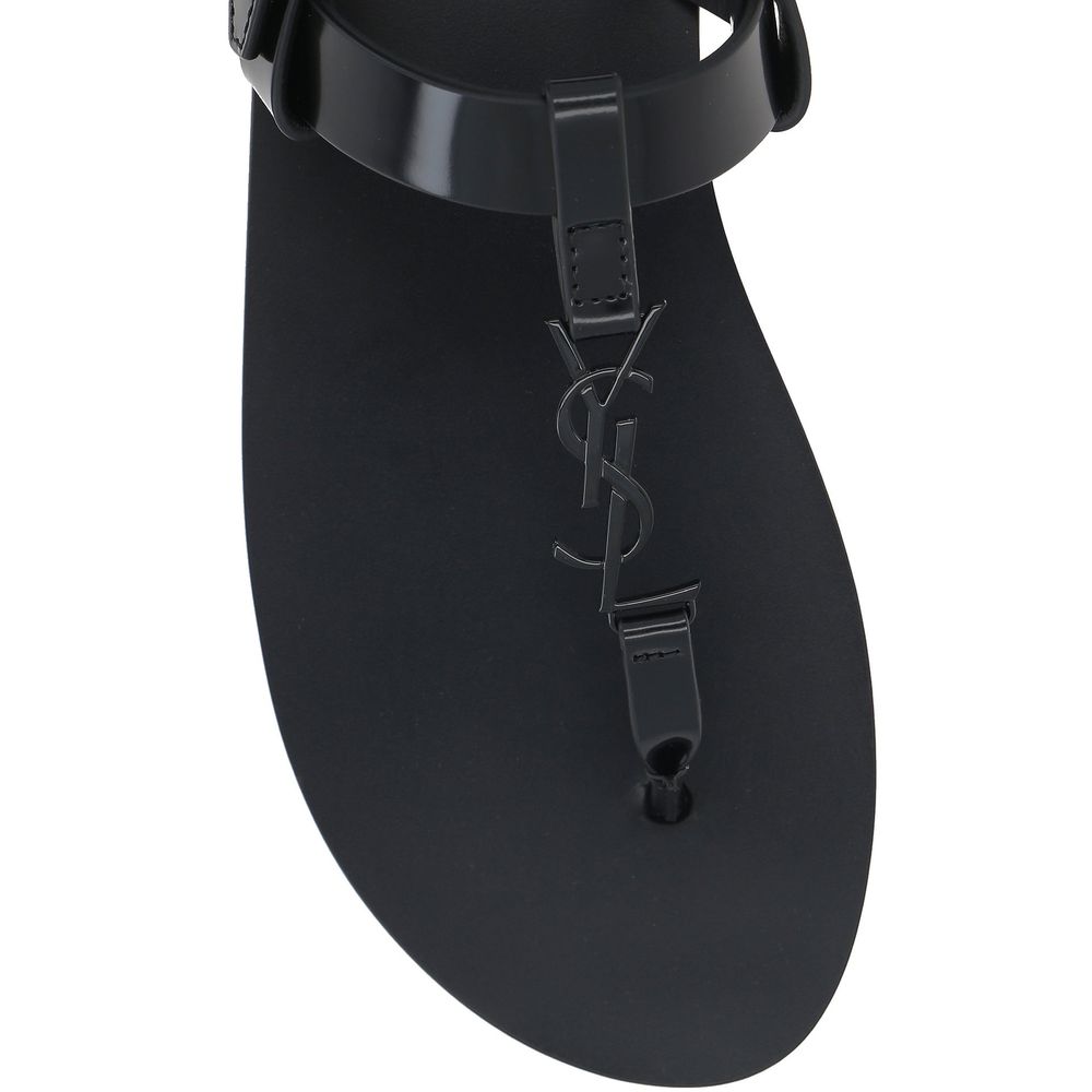Black Calfskin Strap-On Sandals