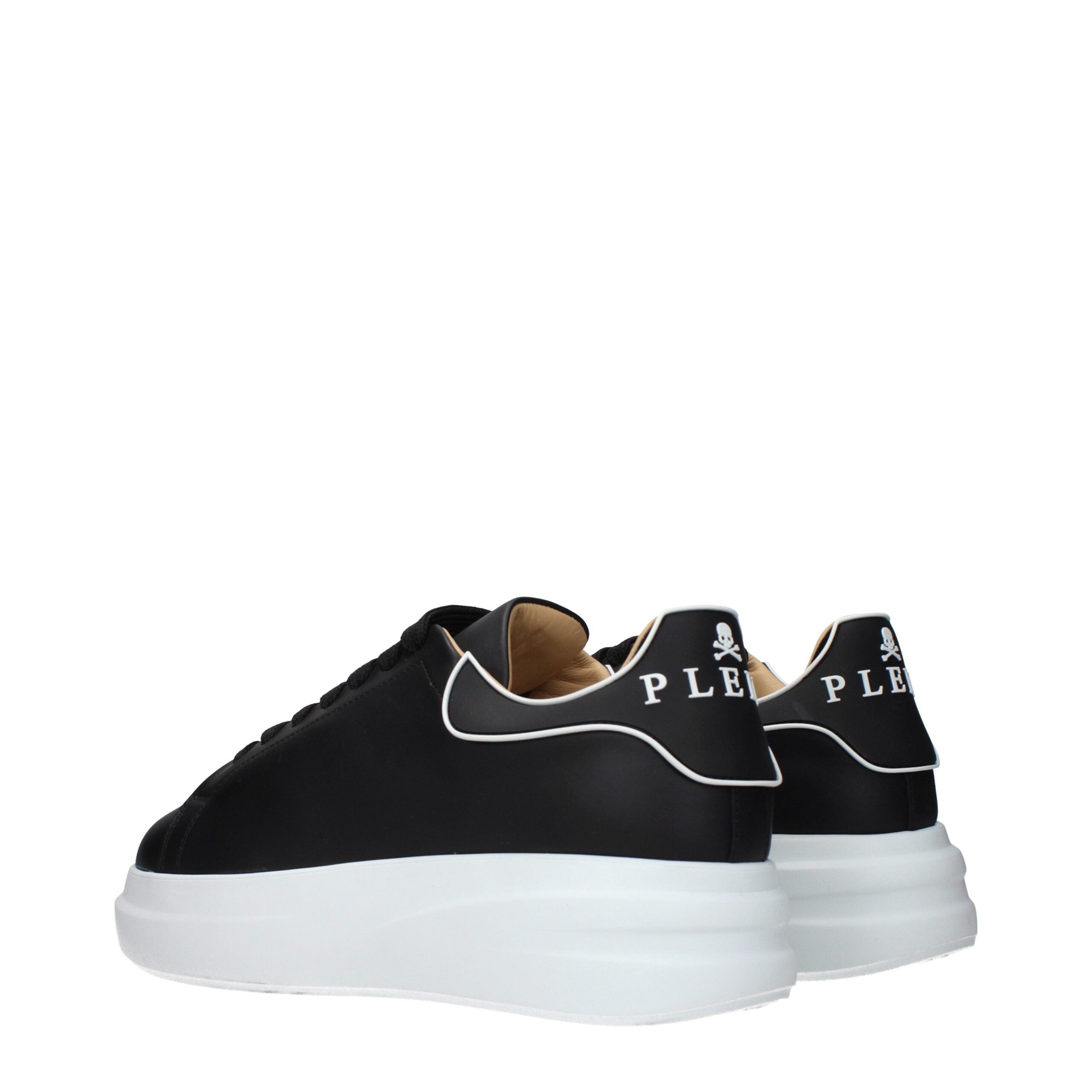 Black Leather Chunky Sneakers