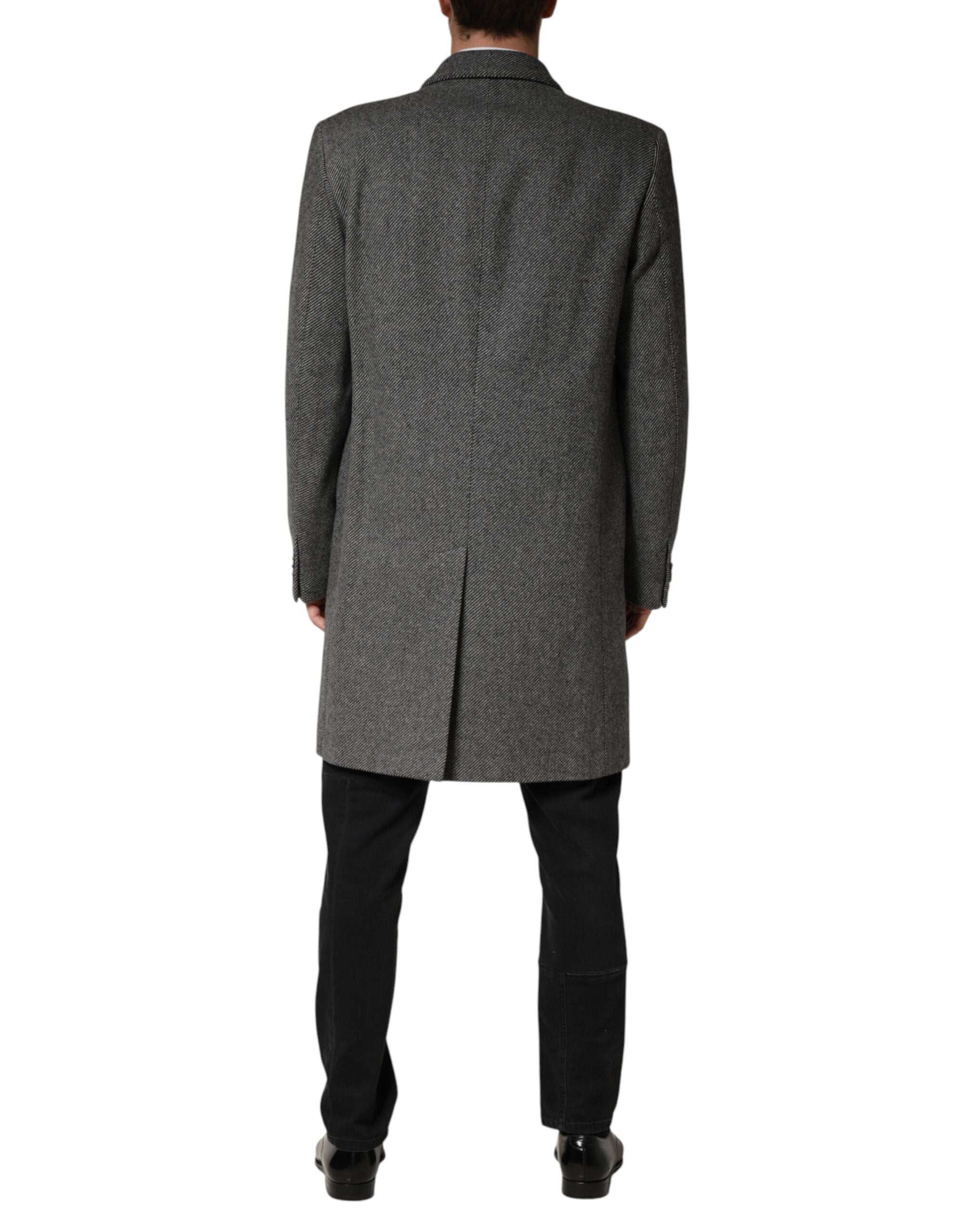 Gray Single Breasted Men Trench Coat Jacket