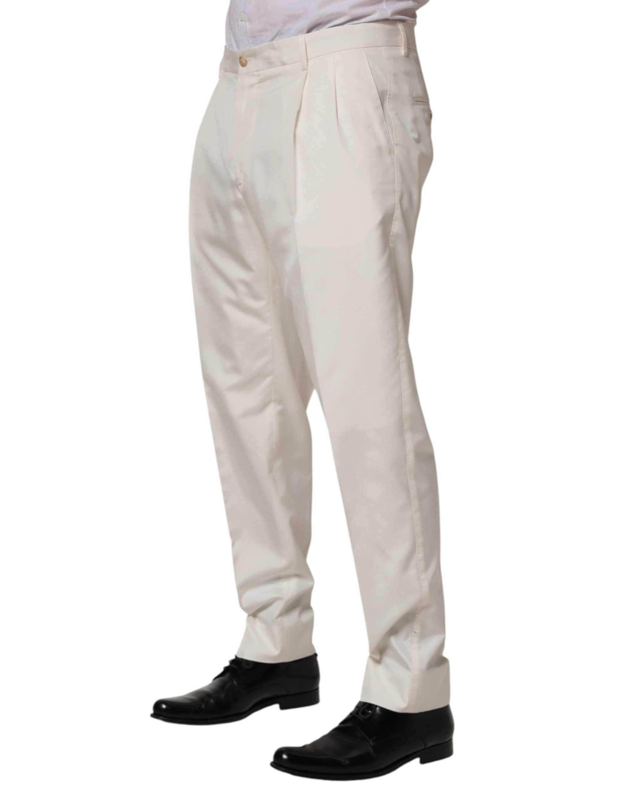 White Silk Tapered Dress Men Trouser Pants