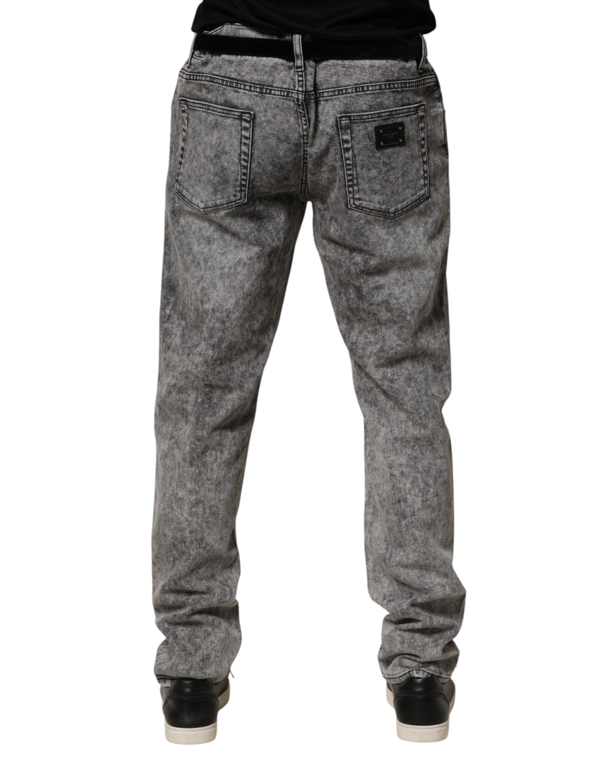 Gray Cotton Straight Leg Denim Trouser Jeans