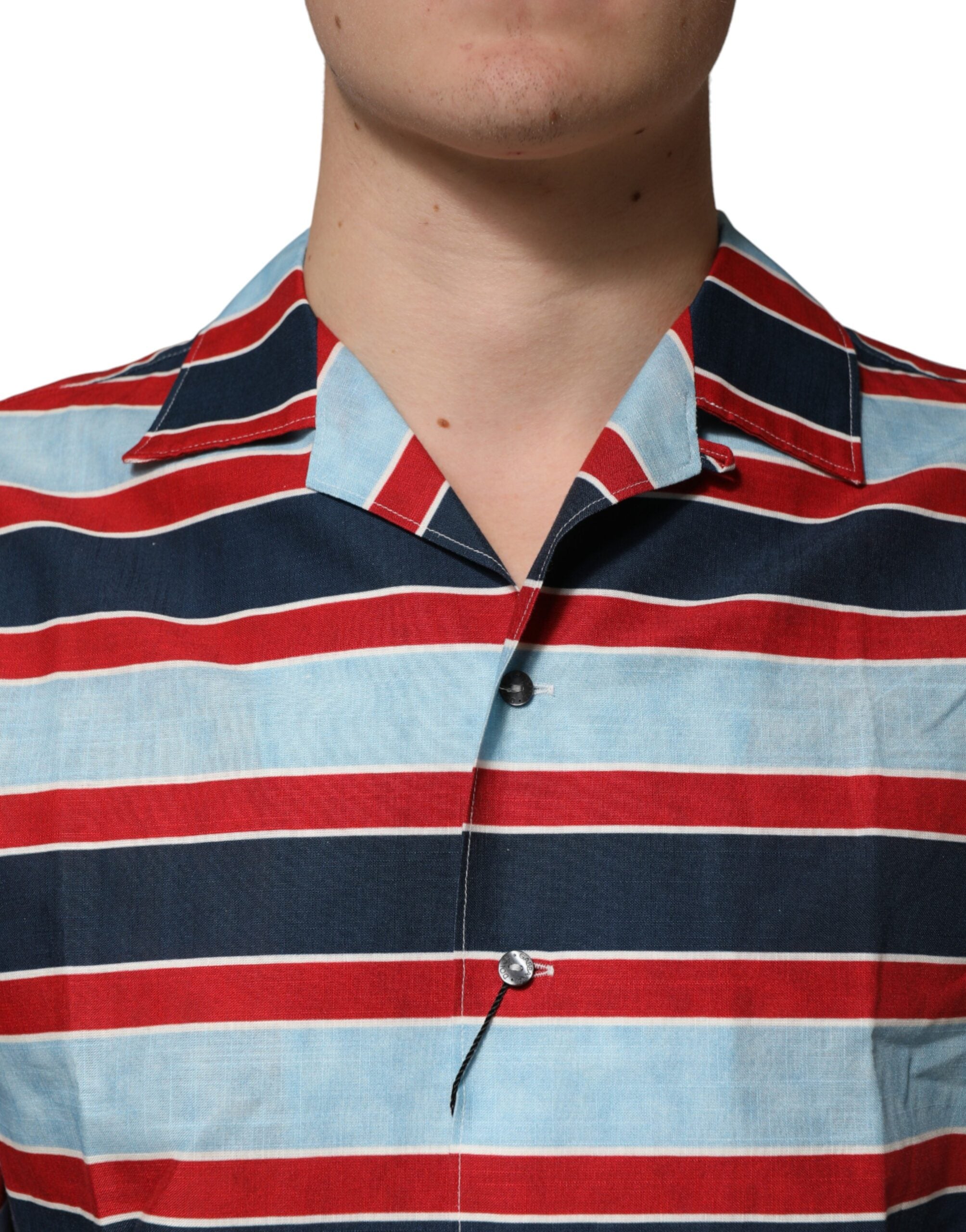 Multicolor Stripes Cotton Men Button Down Shirt
