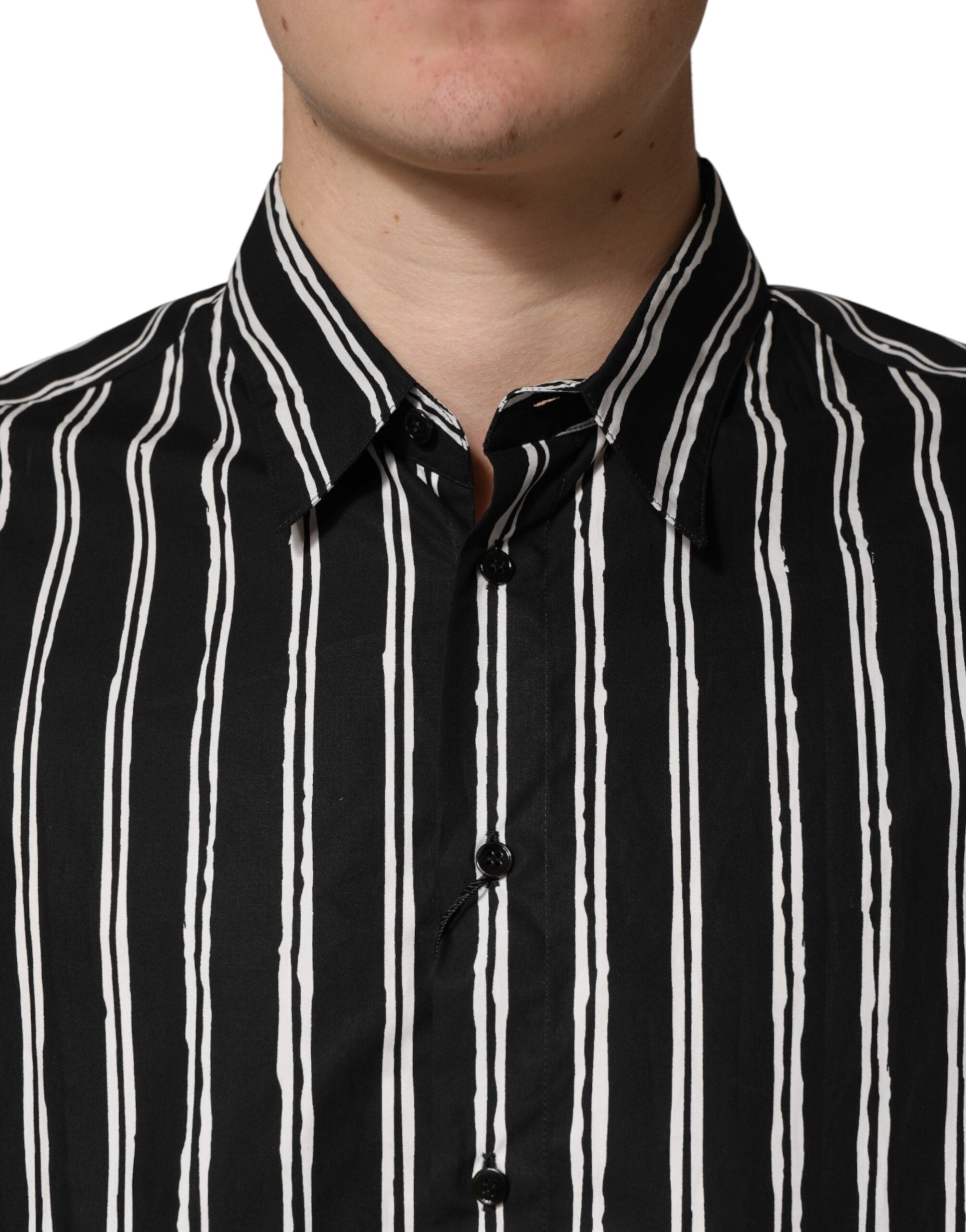 Black Stripes Cotton Men Formal Dress Shirt