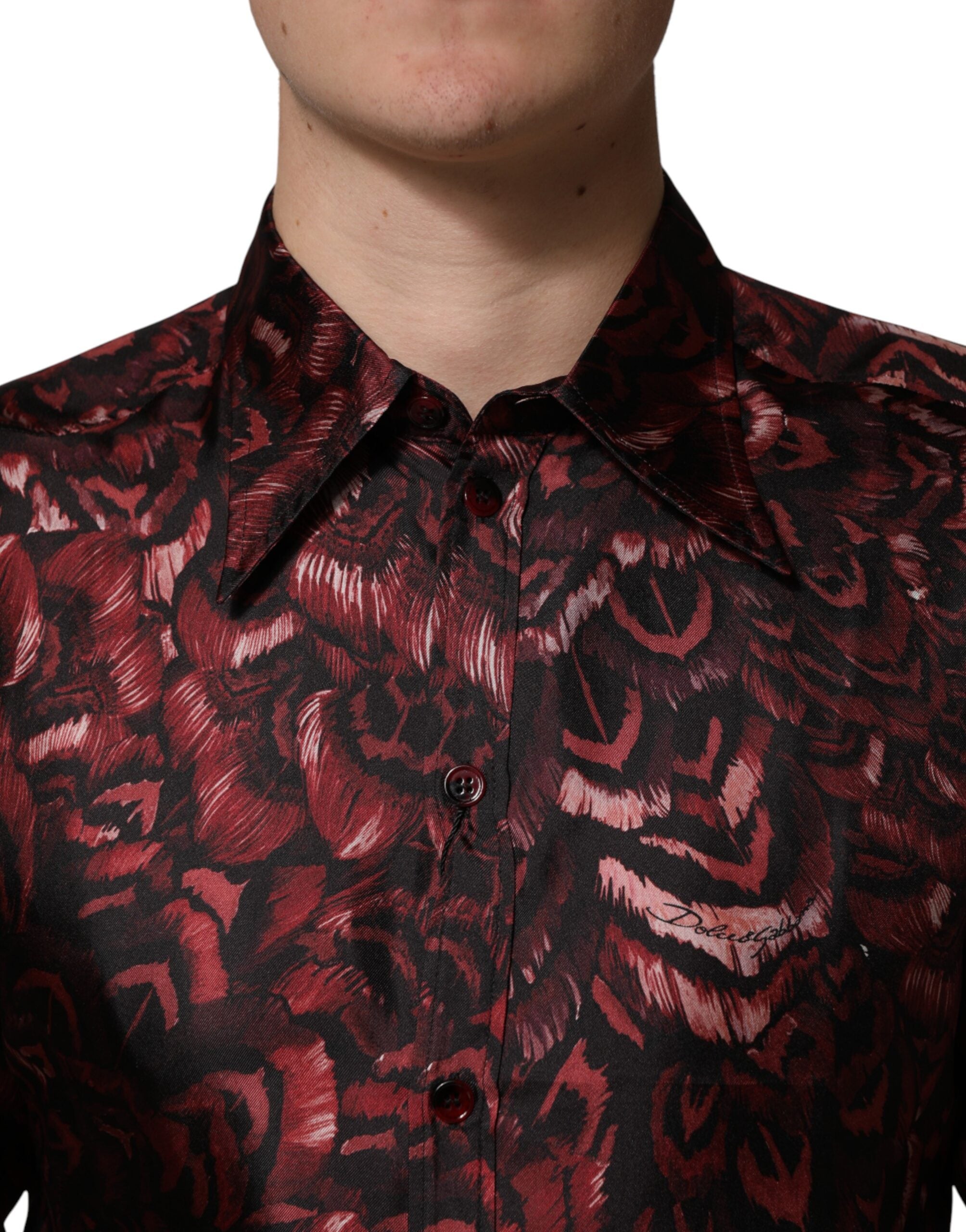Bordeaux Patterned Collared Men Dress Shirt