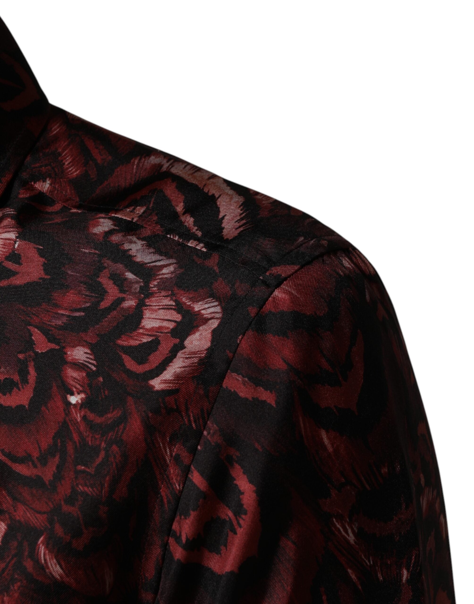 Bordeaux Patterned Collared Men Dress Shirt