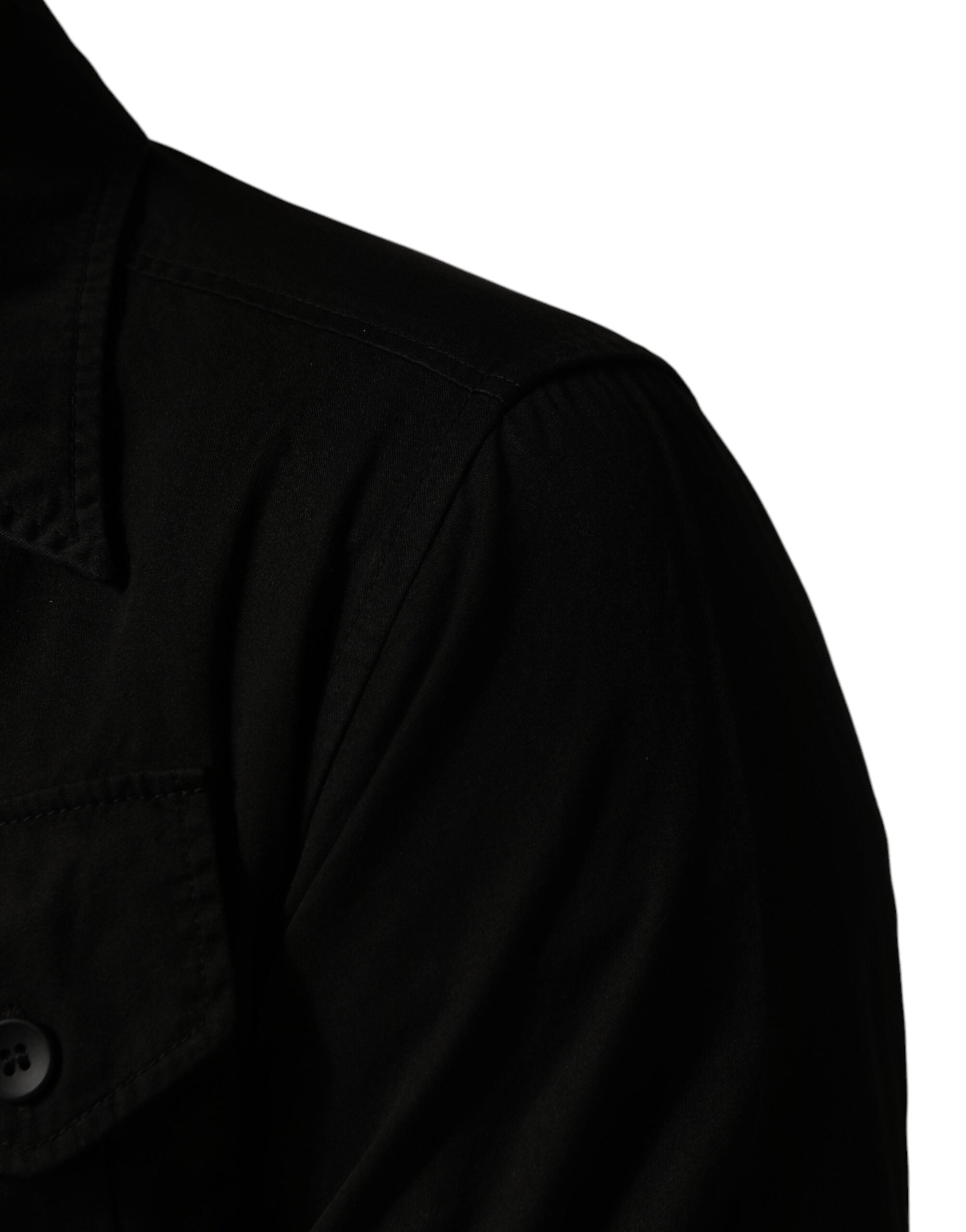 Black Cotton Collared Men Button Down Shirt