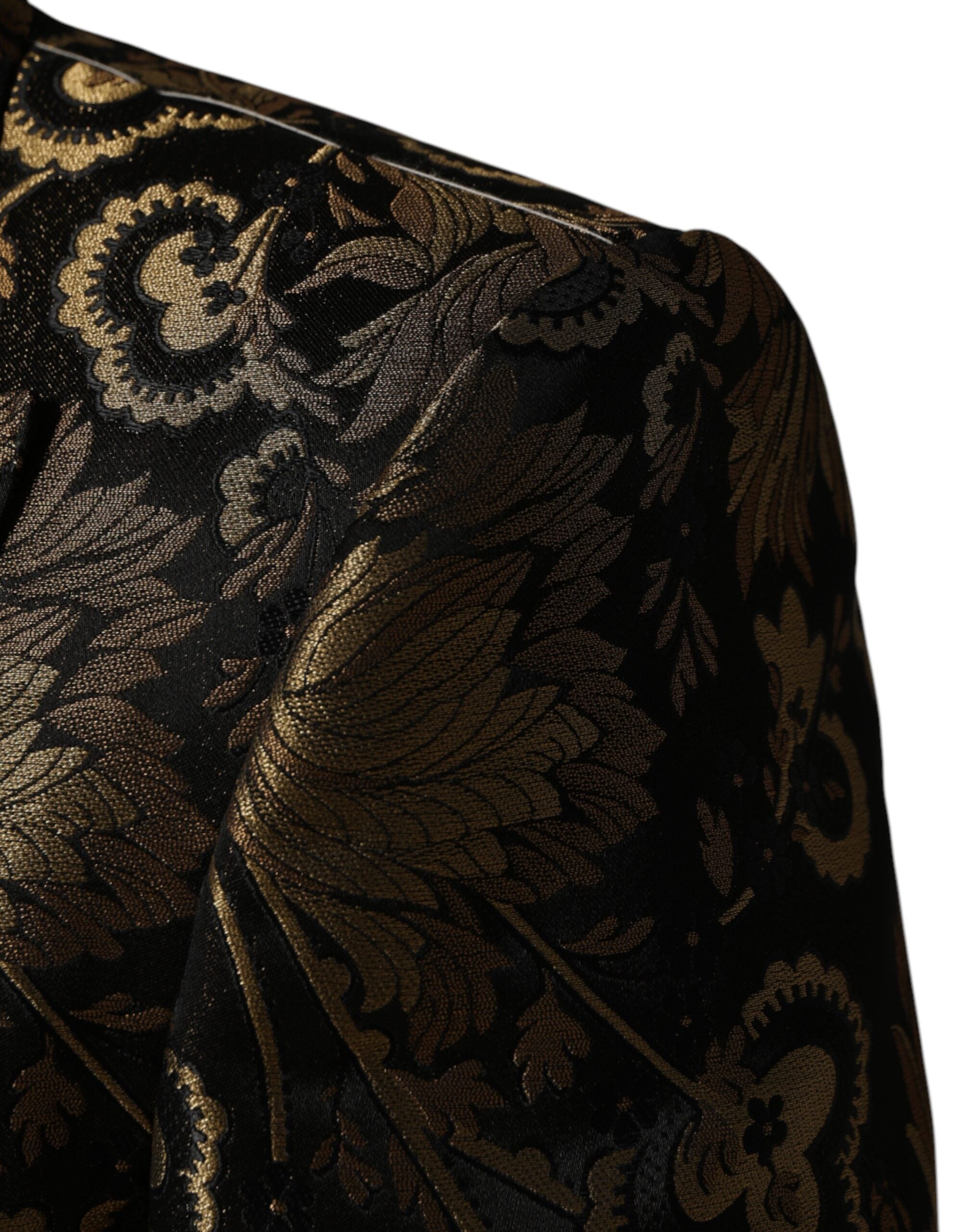Black Gold Jacquard Single Breasted 2PC Suit