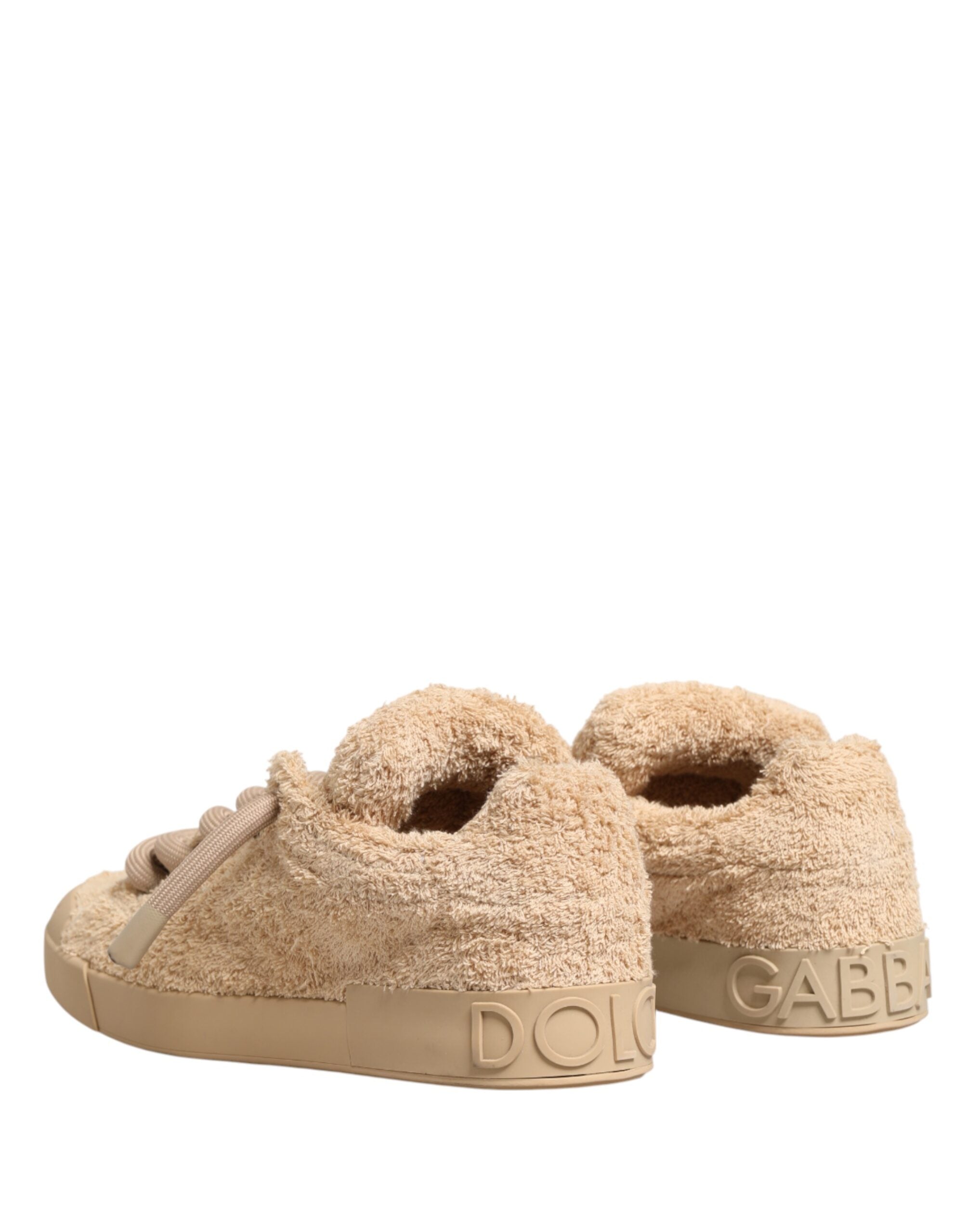 Shoes Beige Faux Shearling Low Top Sneakers