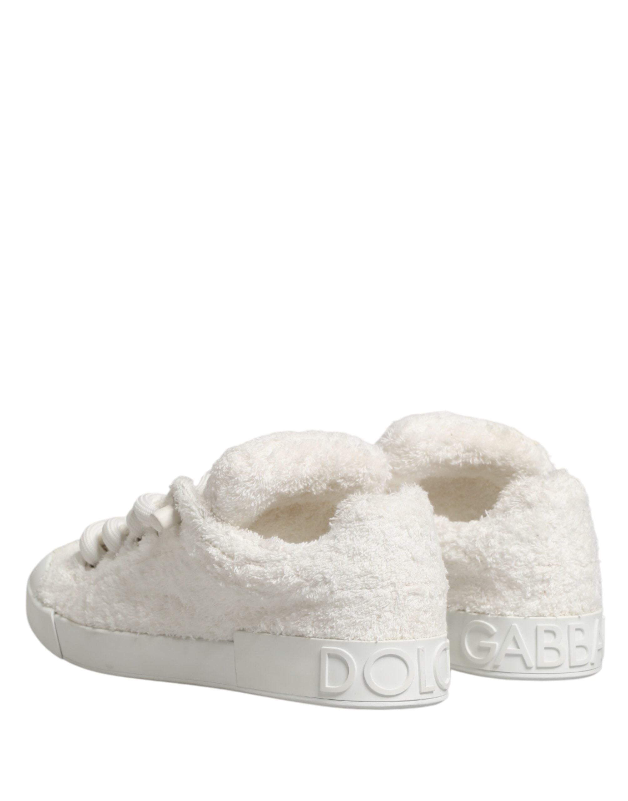 White Faux Shearling Low Top Sneakers Shoes
