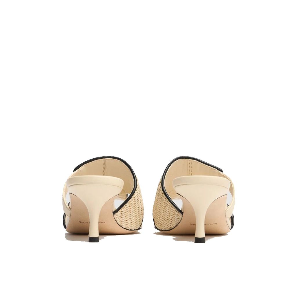 Beige Leather Platform Sandals