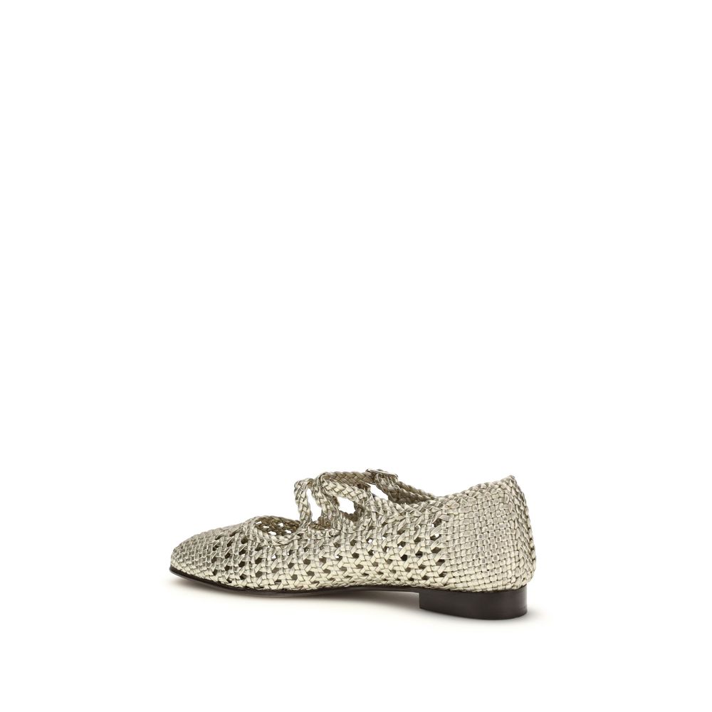 Silver Calf Leather Bos Taurus Ballet Flats
