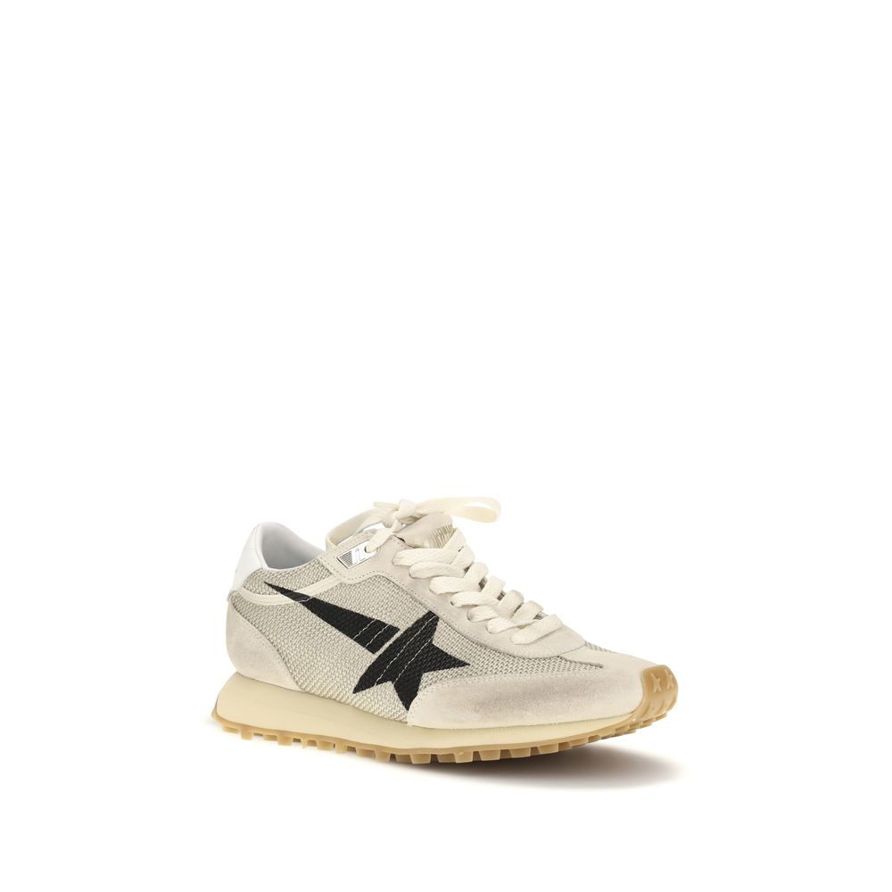 Beige Calf Leather Bos Taurus Athletic Sneakers