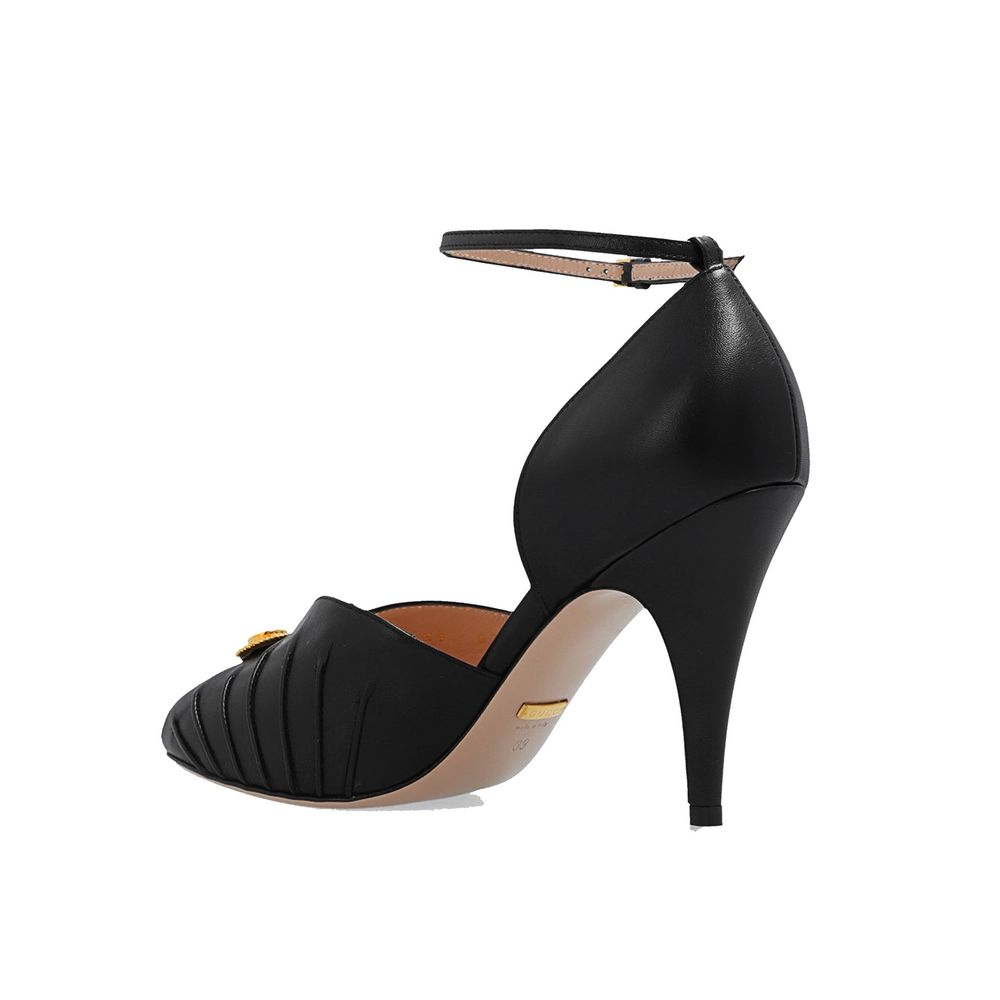 Black Leather High Heel Pumps