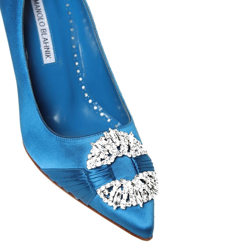Blue Silk High Heel Pumps