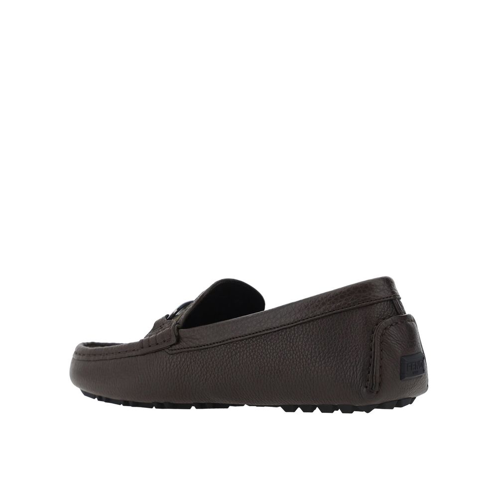 Brown Calfskin Slip-On Loafers
