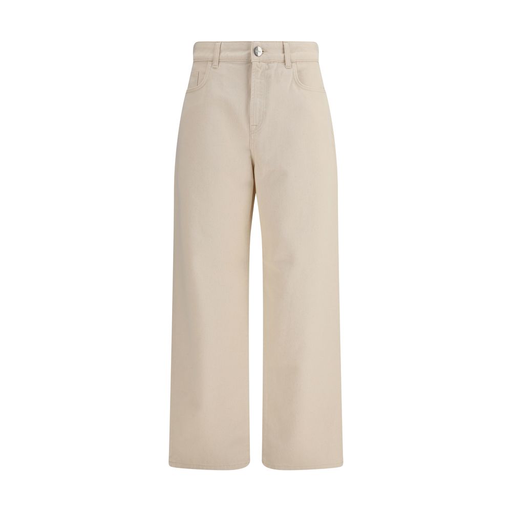 Beige Cotton Casual Pants