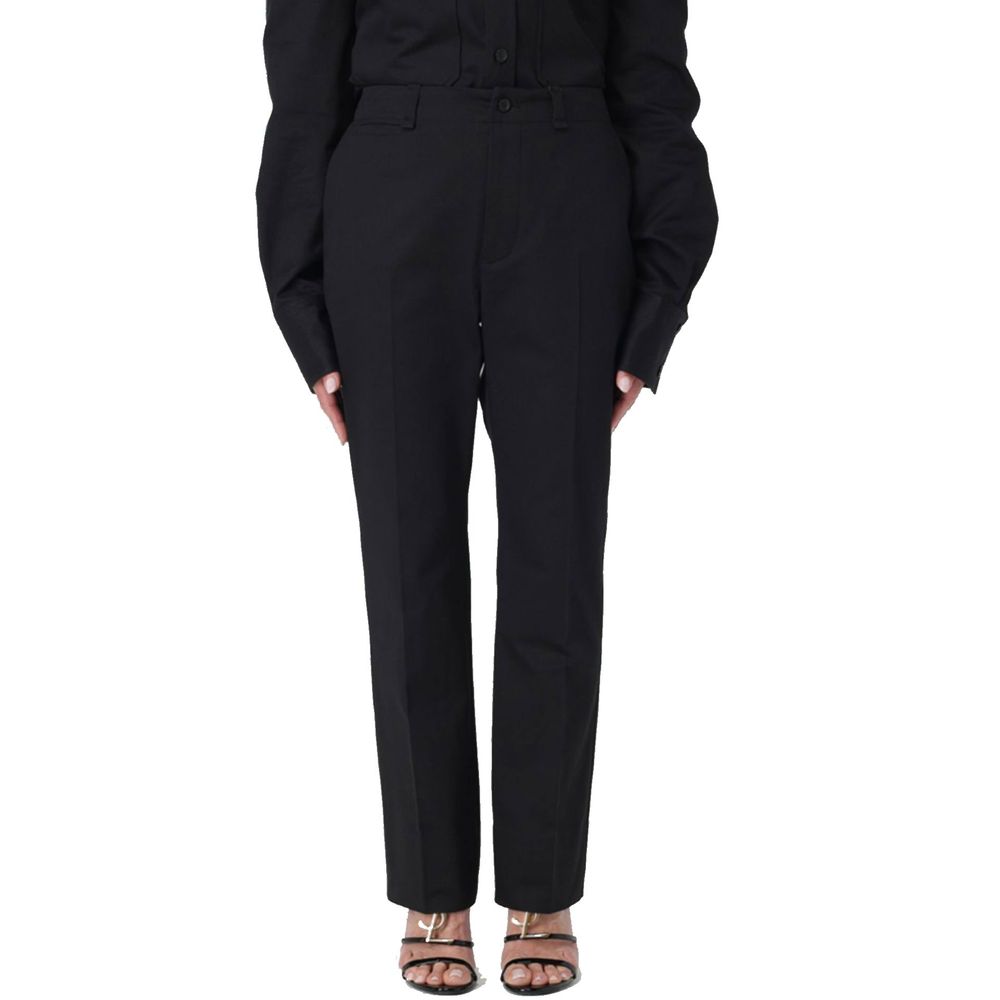 Black Cotton Casual Pants