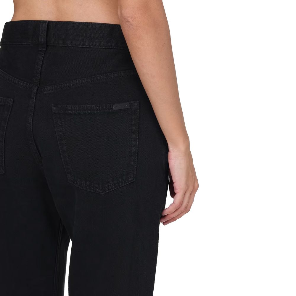 Black Cotton High-Waisted Jean