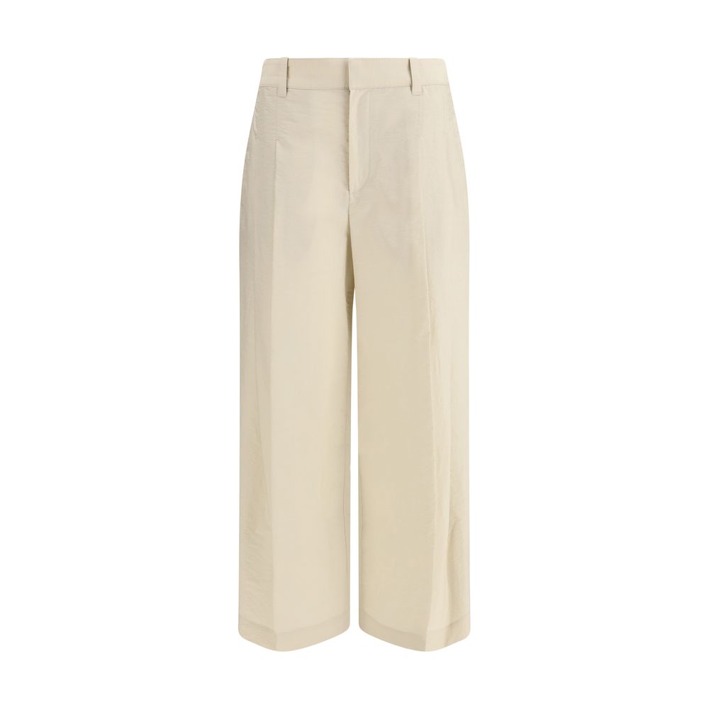 Beige Cotton Casual Pants