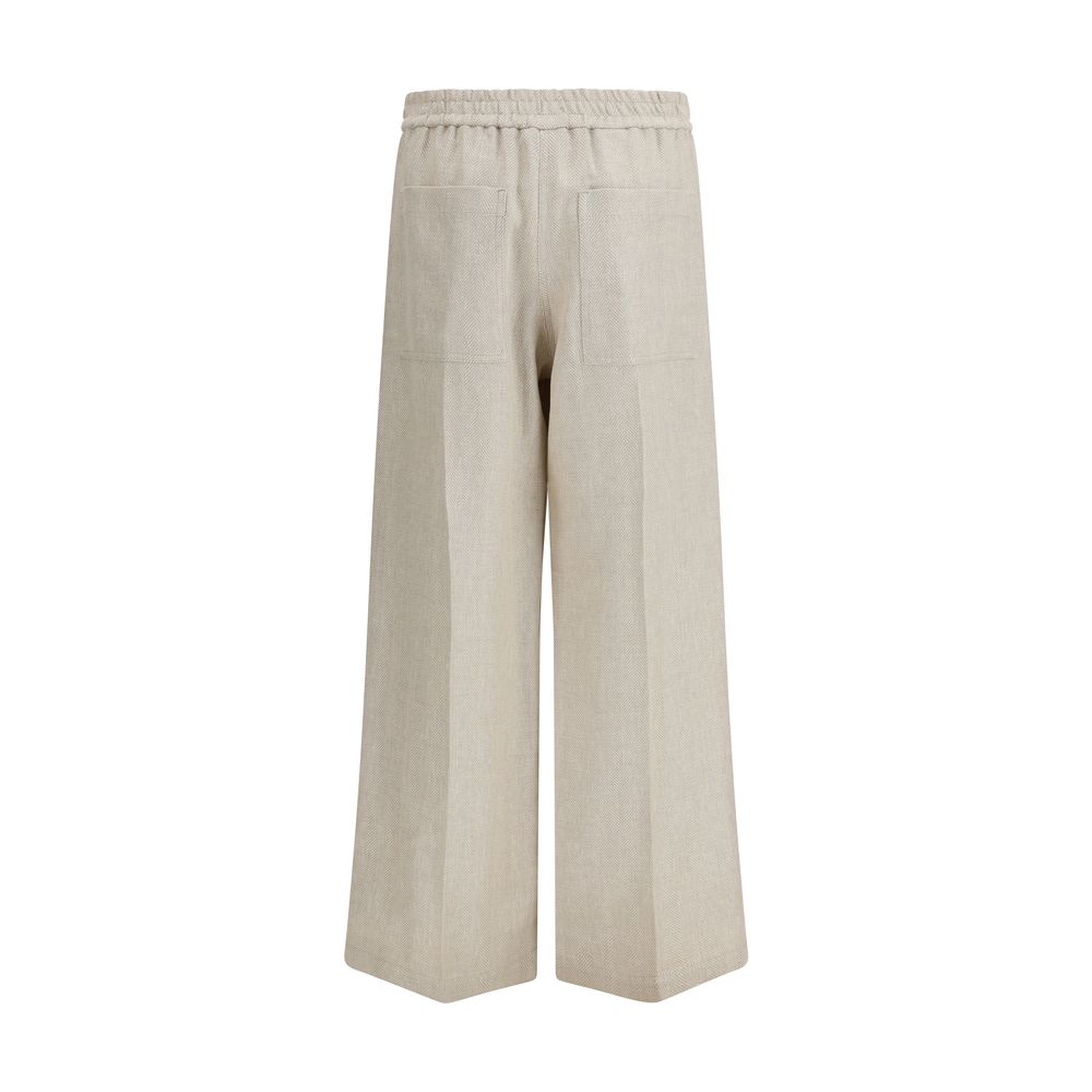 Beige Linen Casual Pants