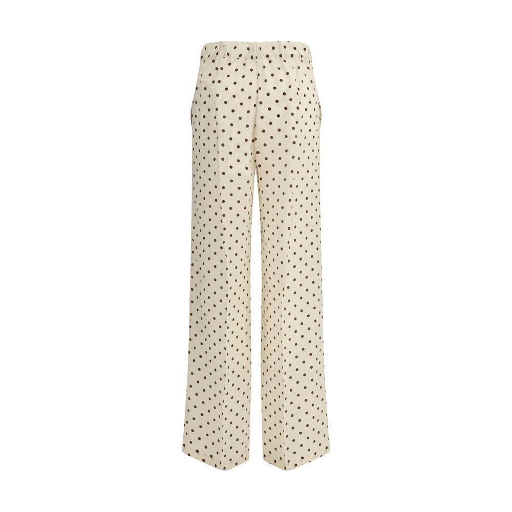 Beige Silk Casual Pants