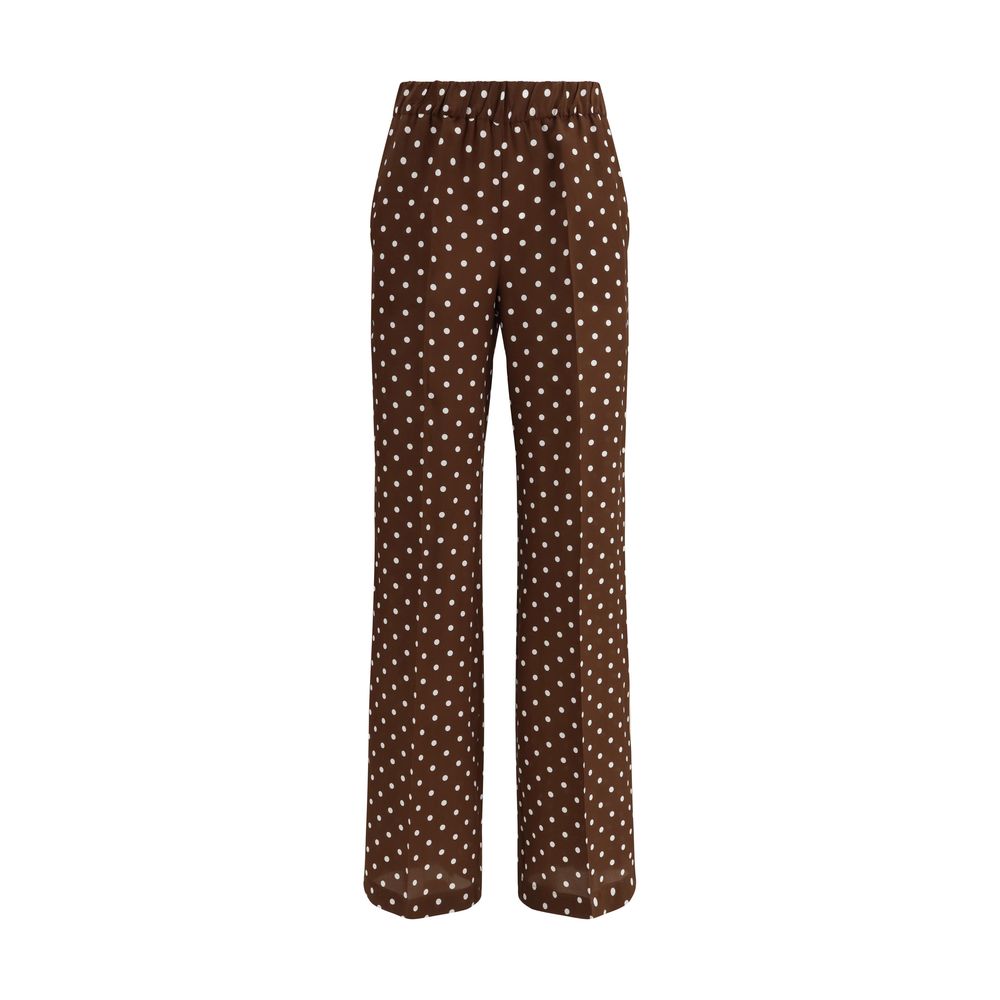 Brown Silk Casual Pants