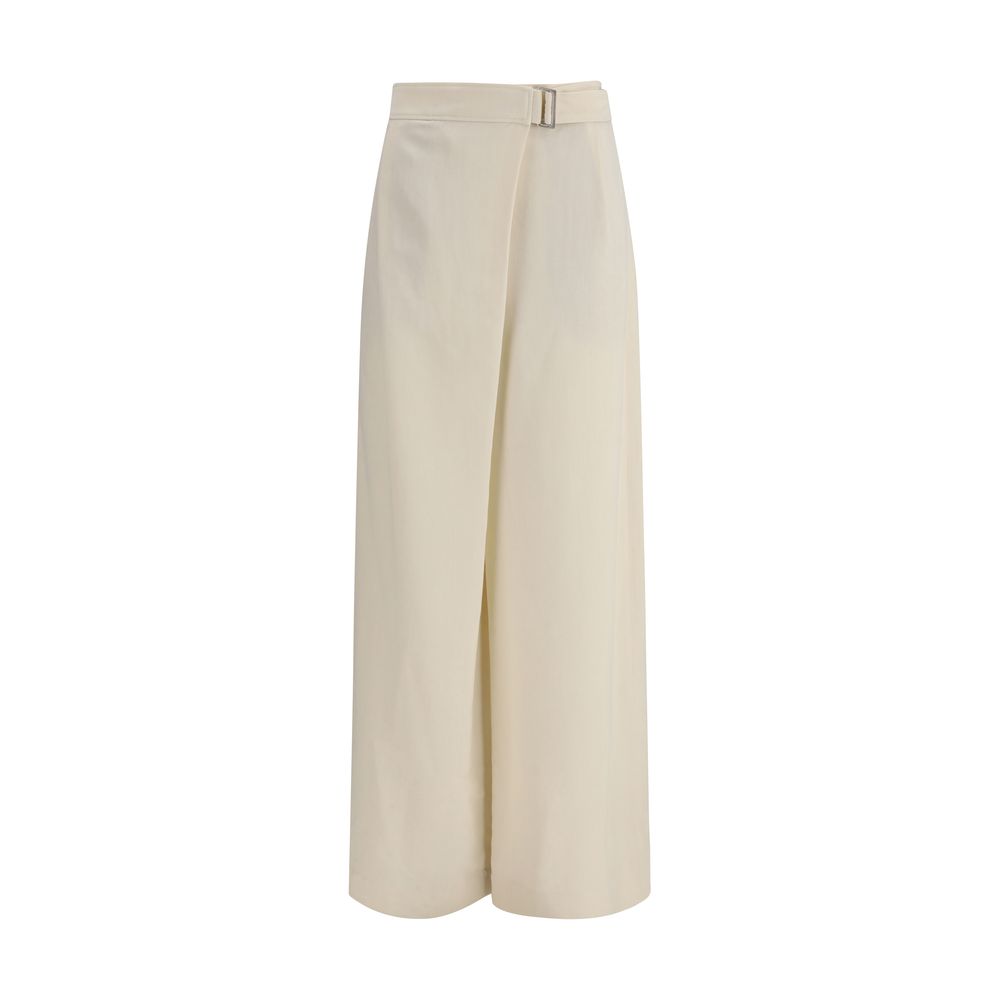 Cream Viscose Casual Pants