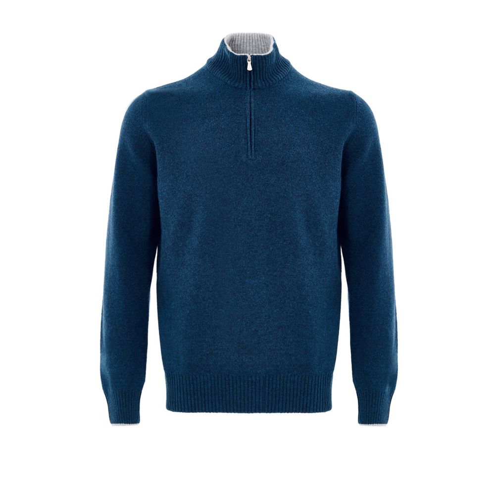 Blue Wool Turtleneck