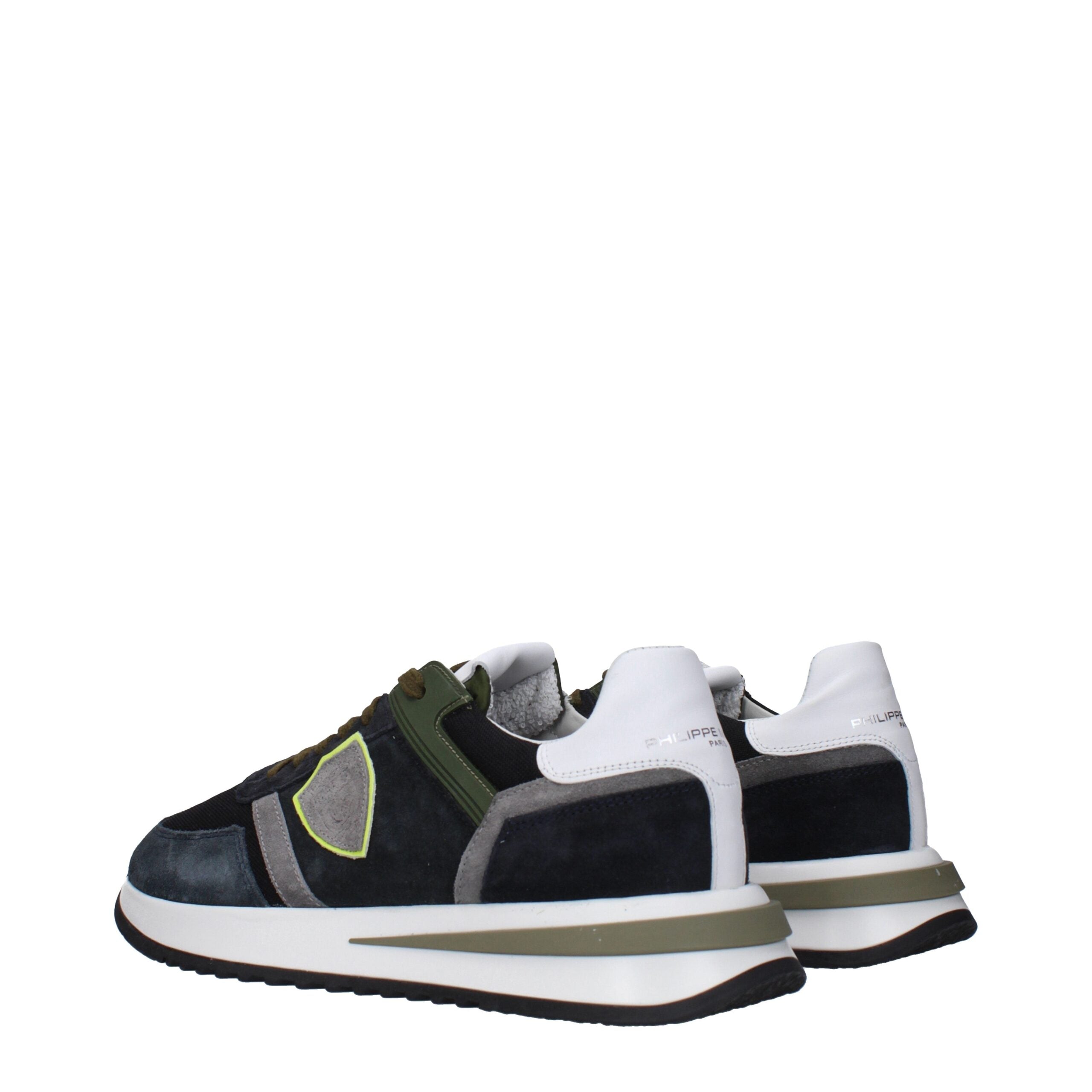 Blue Leather Low Top Sneakers