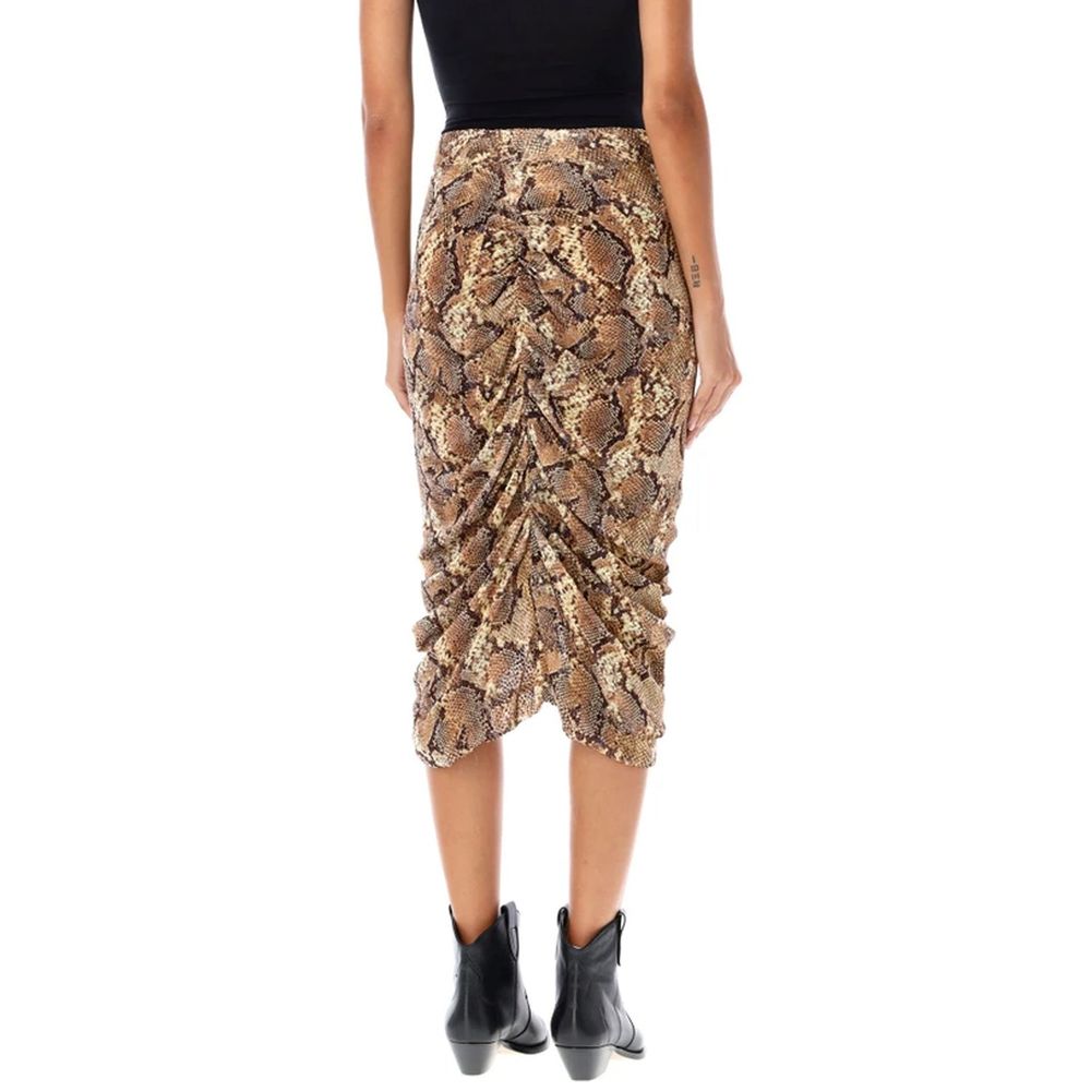 Beige Silk Midi Skirt