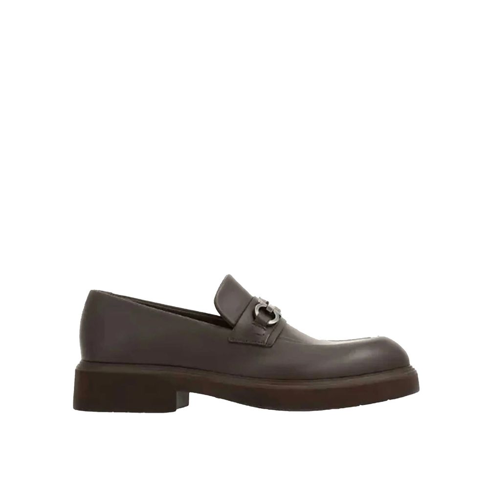 Brown Calfskin Platform Loafers