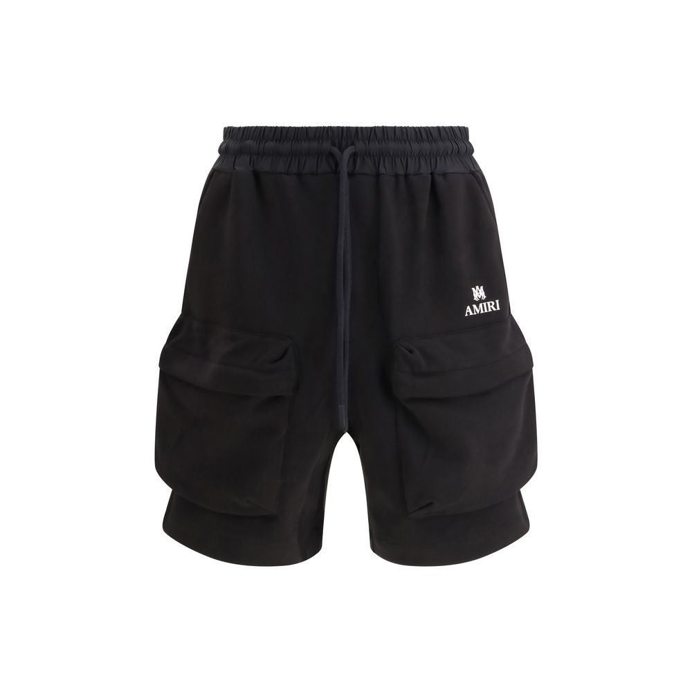 Black Cotton Bermuda Shorts