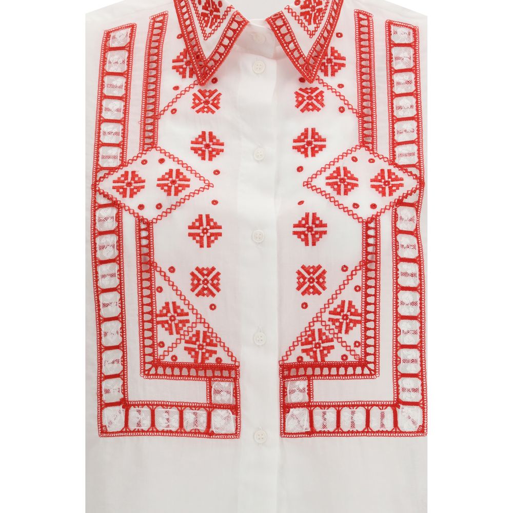 White Cotton Pattern Shirt