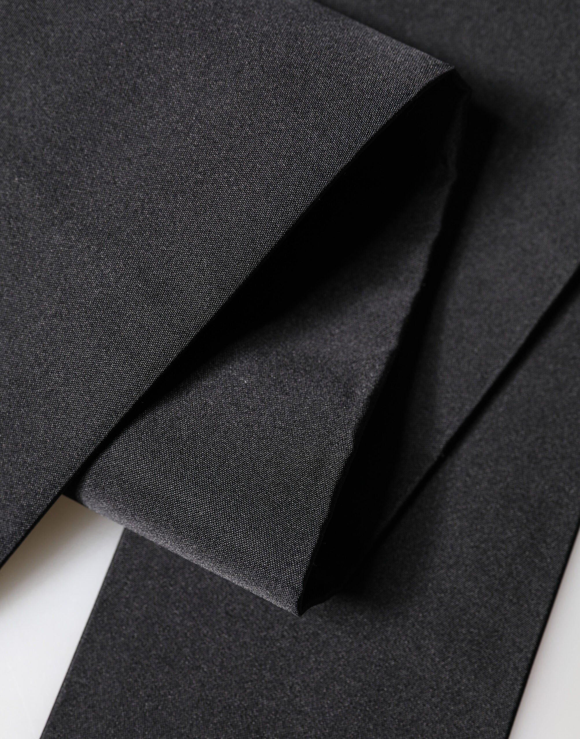 Black Silk Fringe Neck Wrap Foulard 160.5cm x 8cm Scarf