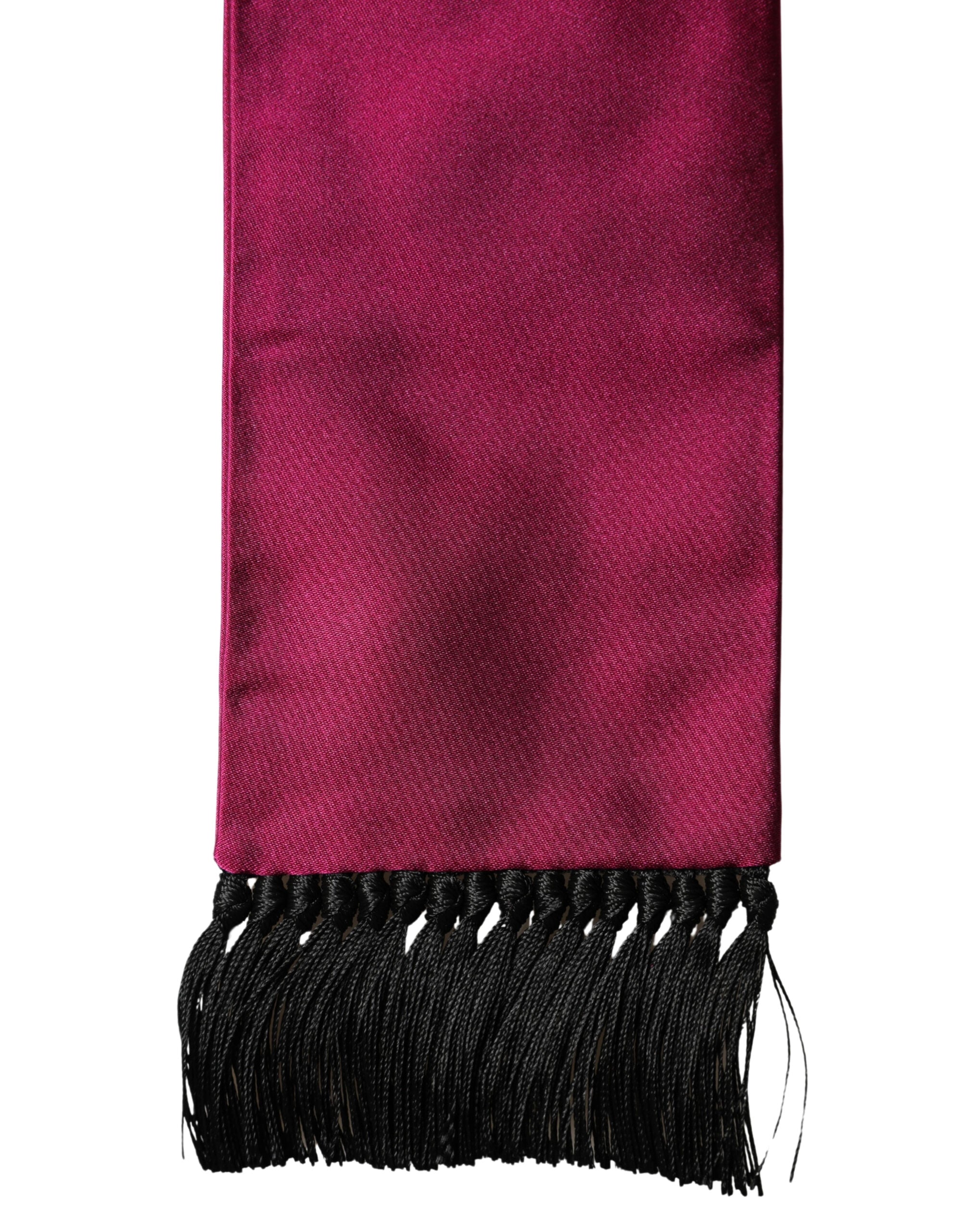 Burgundy Silk Fringe Neck Wrap Foulard 160.5cm x 8cm Scarf