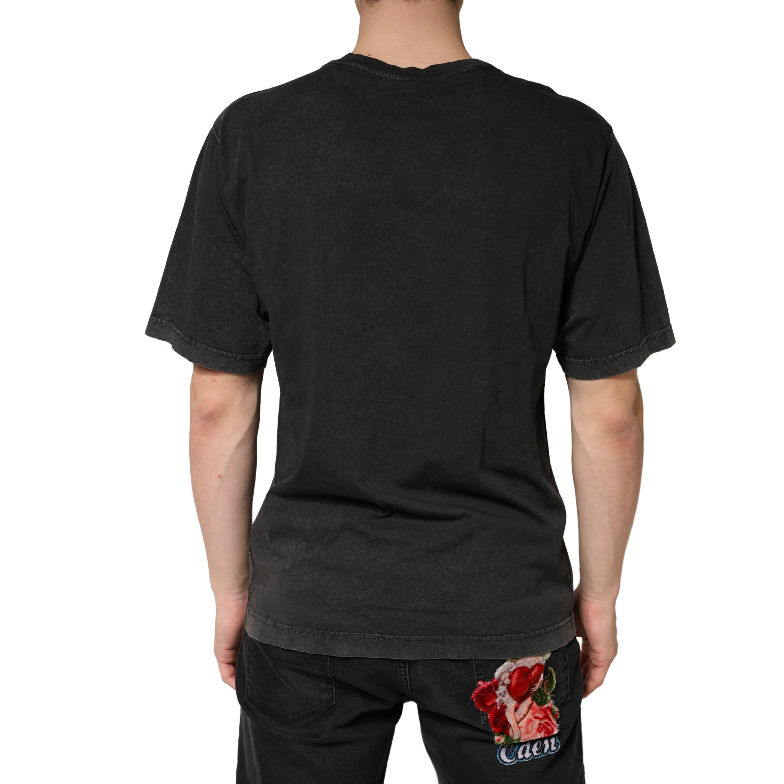 Black Cotton Crewneck Short Sleeve T-Shirt