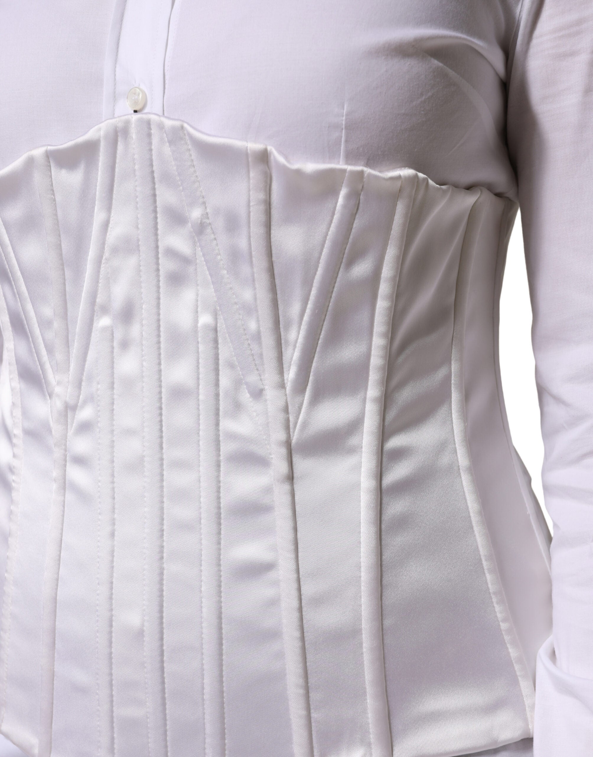 White Polyamide Waist Cincher Bustier Corset Top