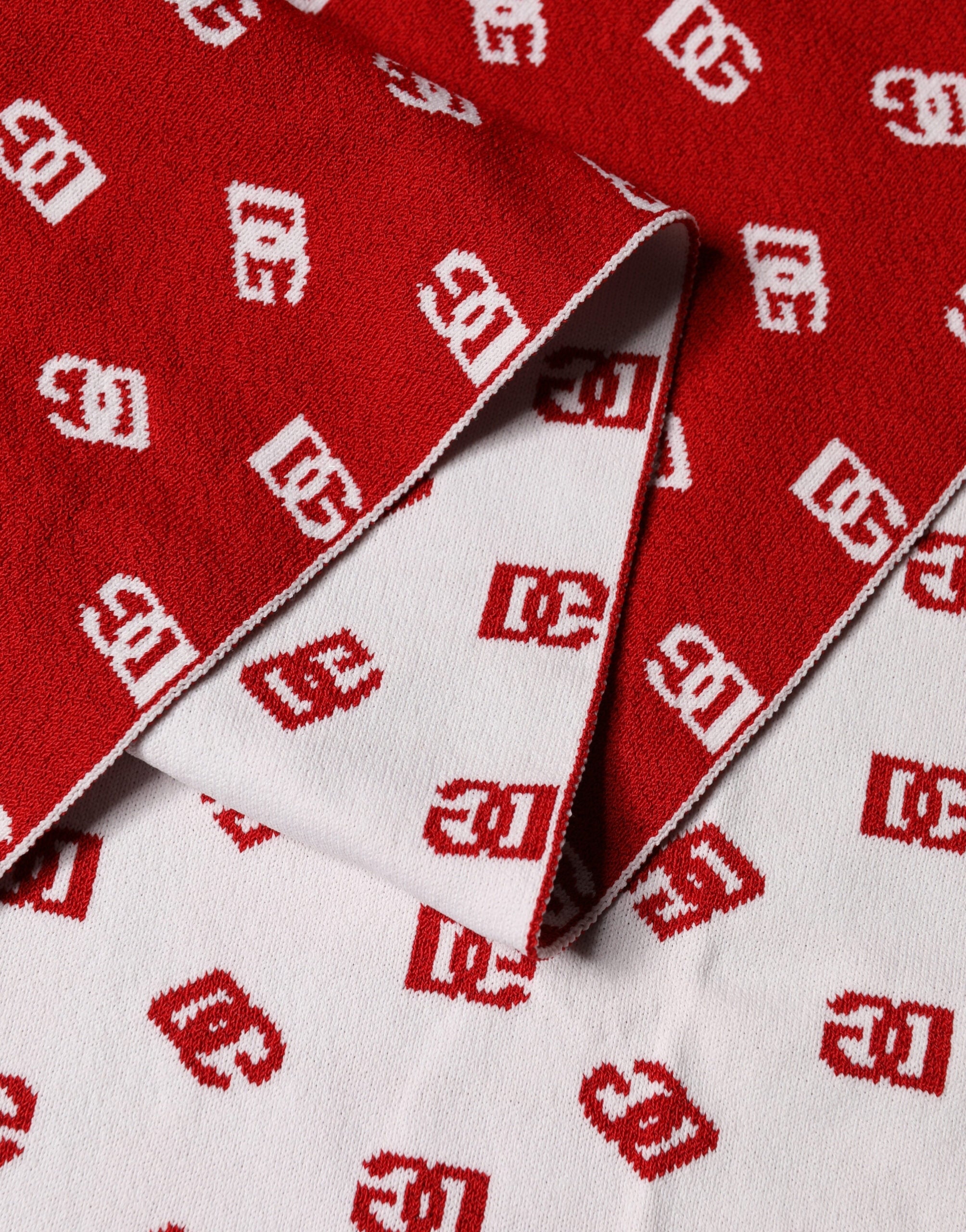 Red White Logo Print Foulard 201cm x 40.5cm Men Scarf