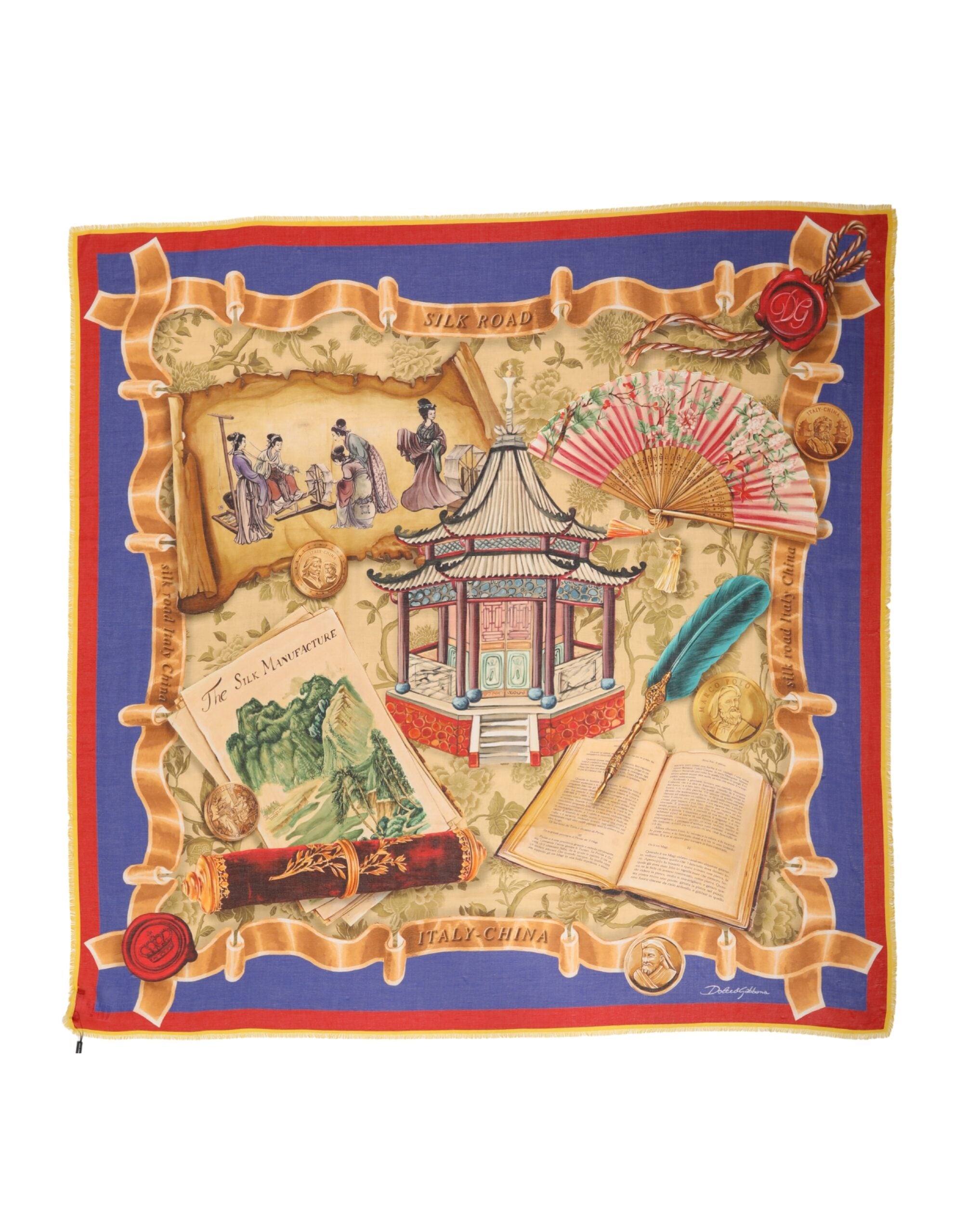 Multicolor Italy China Shawl Wrap 140cm x 130cm Scarf