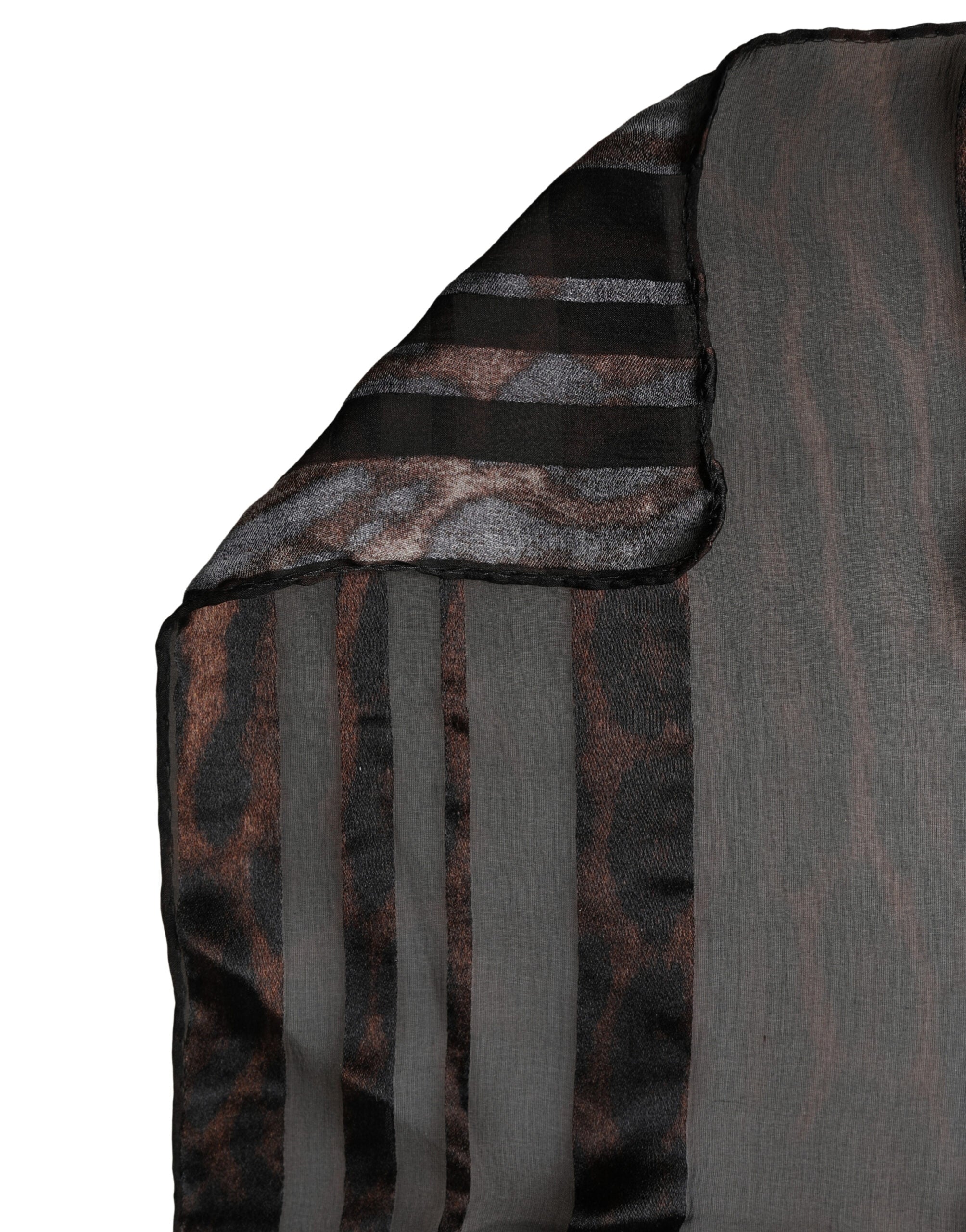 Black Stripes Silk Wrap Shawl Stole 193cm x 131cm Scarf