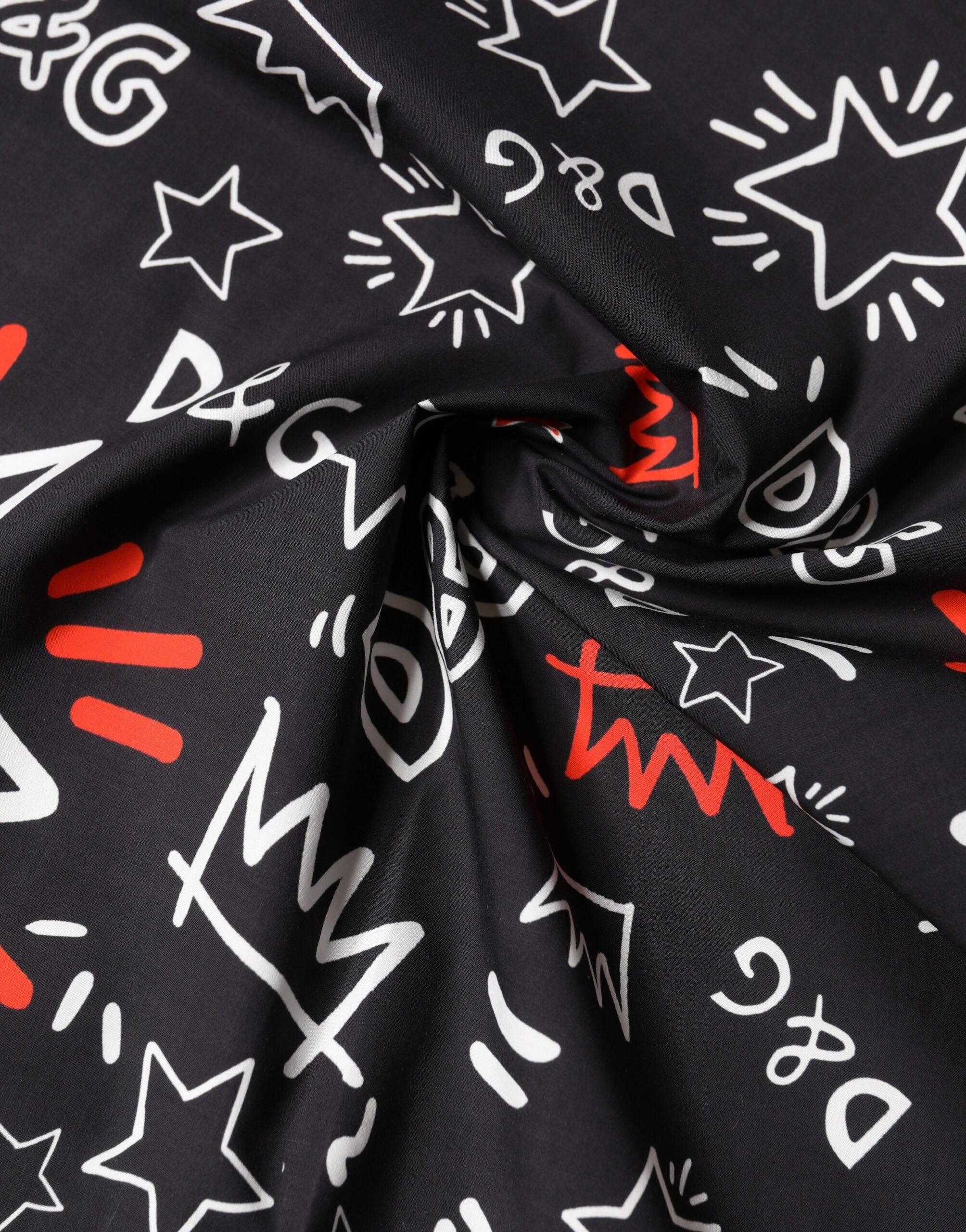 Black White Red DG Crown Cotton Foulard 47cm x 46cm Scarf