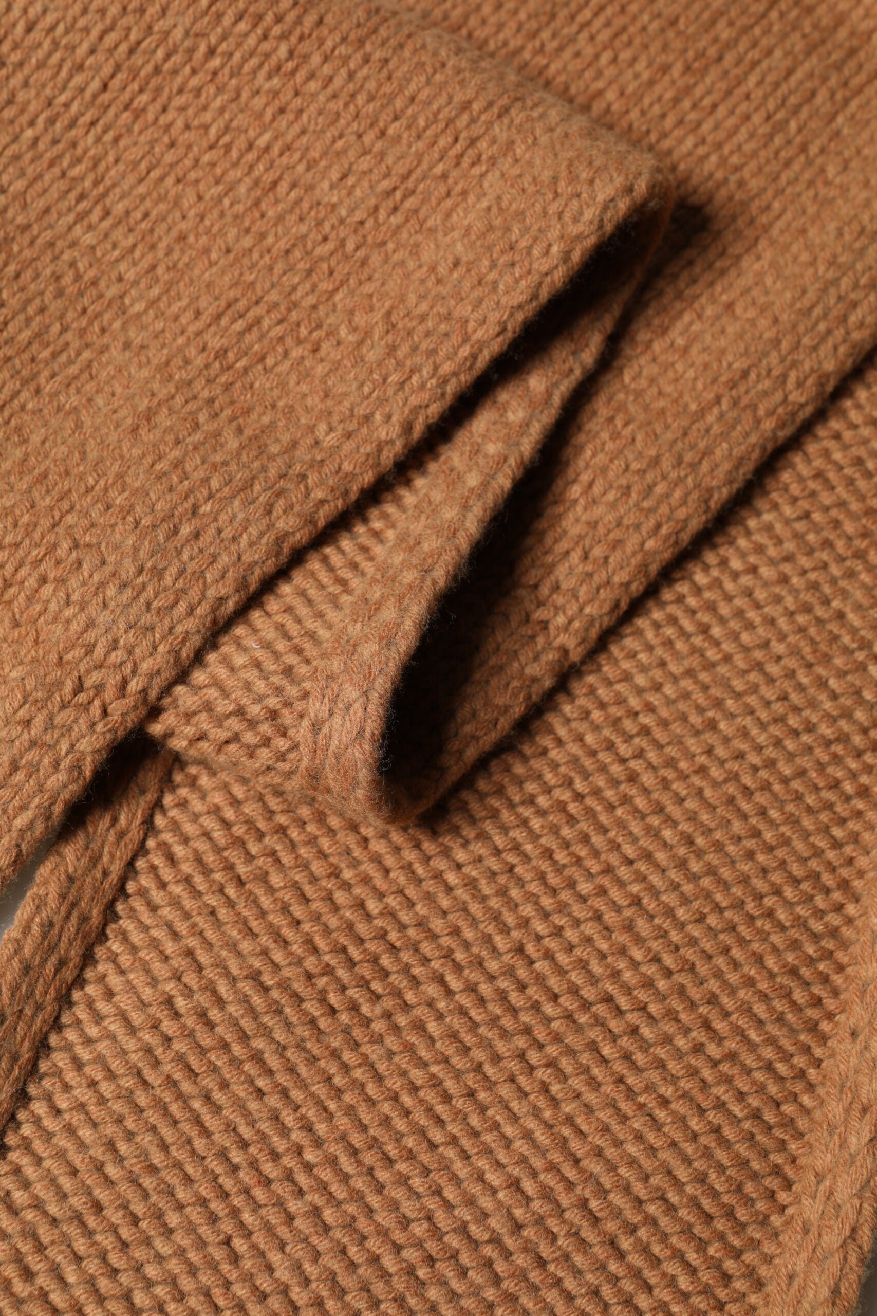 Brown Viscose Knitted Neck Wrap Fringes 266cm x20cm Scarf