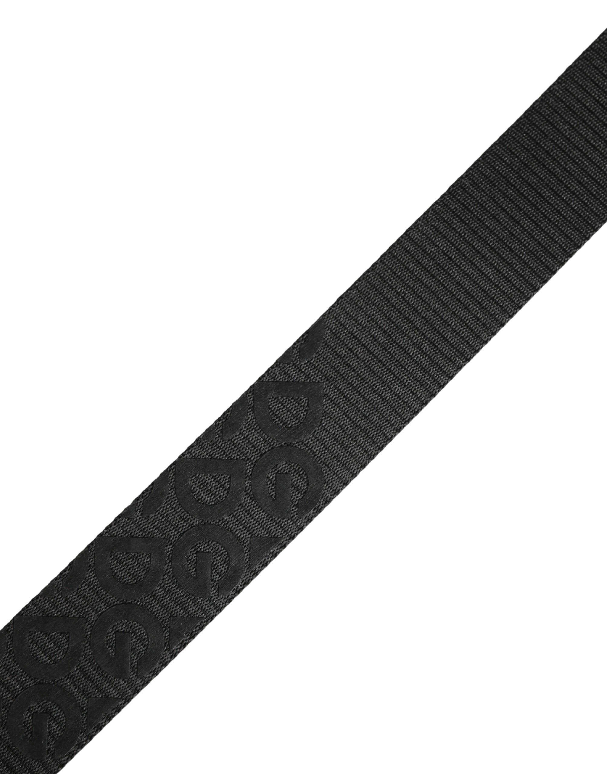 Black Logo Monogram Silver Metal Buckle Belt