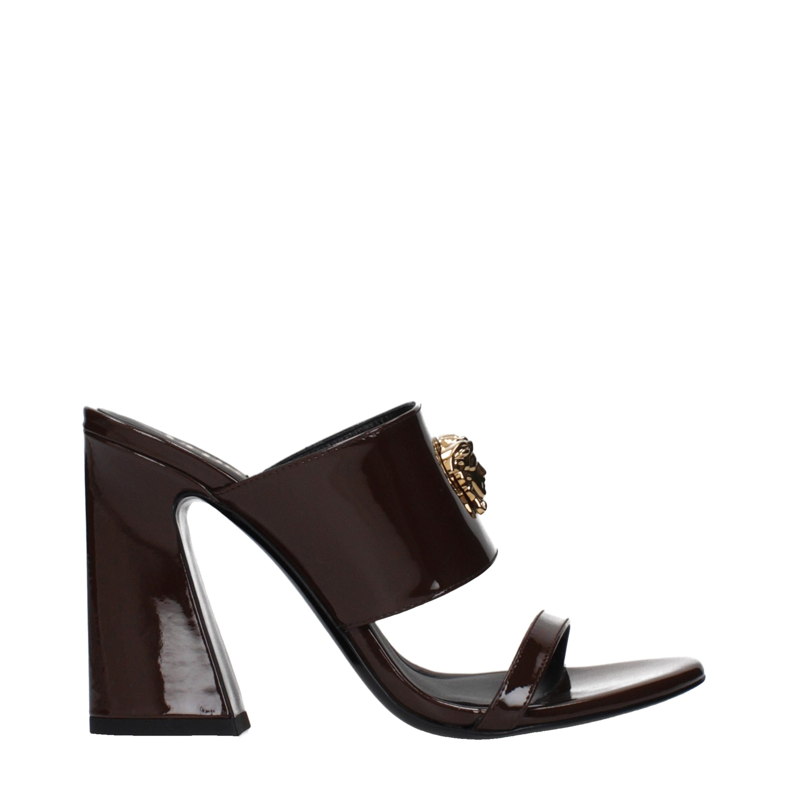 Brown Leather Stiletto Heel Sandals