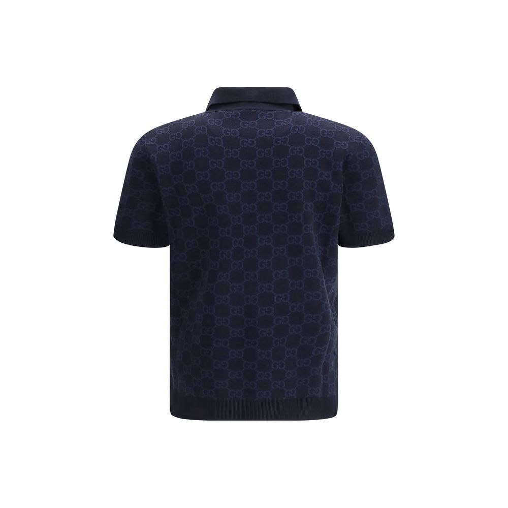 Blue Silk Polo Shirt