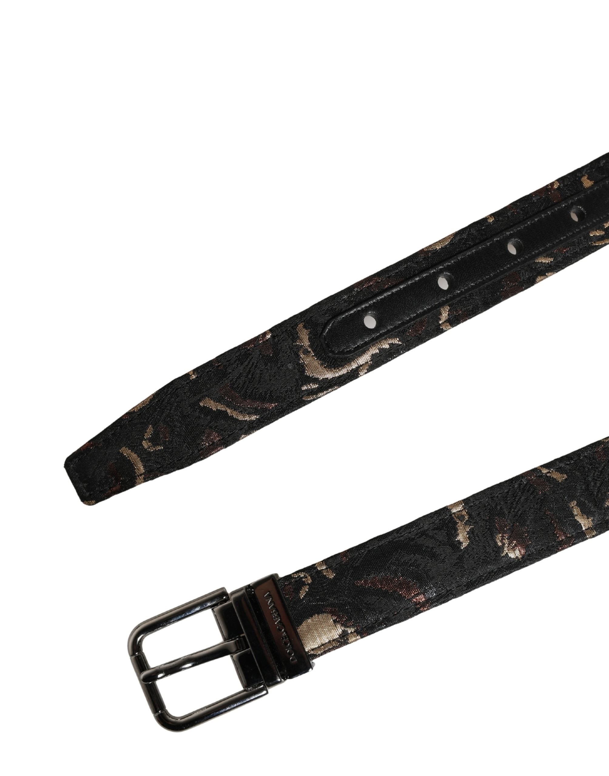 Multicolor Jacquard Silver Metal Buckle Belt