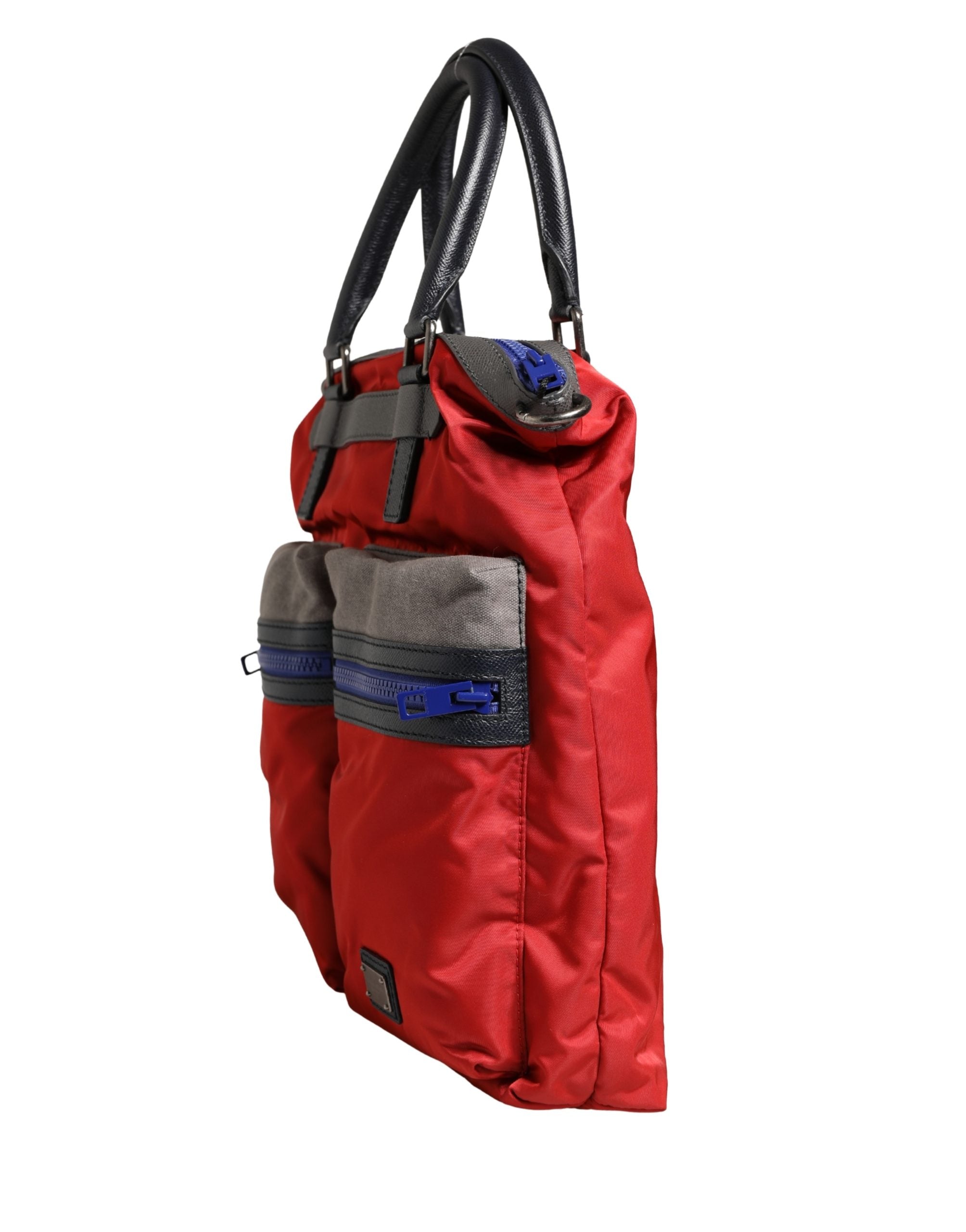 Red Nylon Multiple Compartments Tote Shoulder Borse Bag