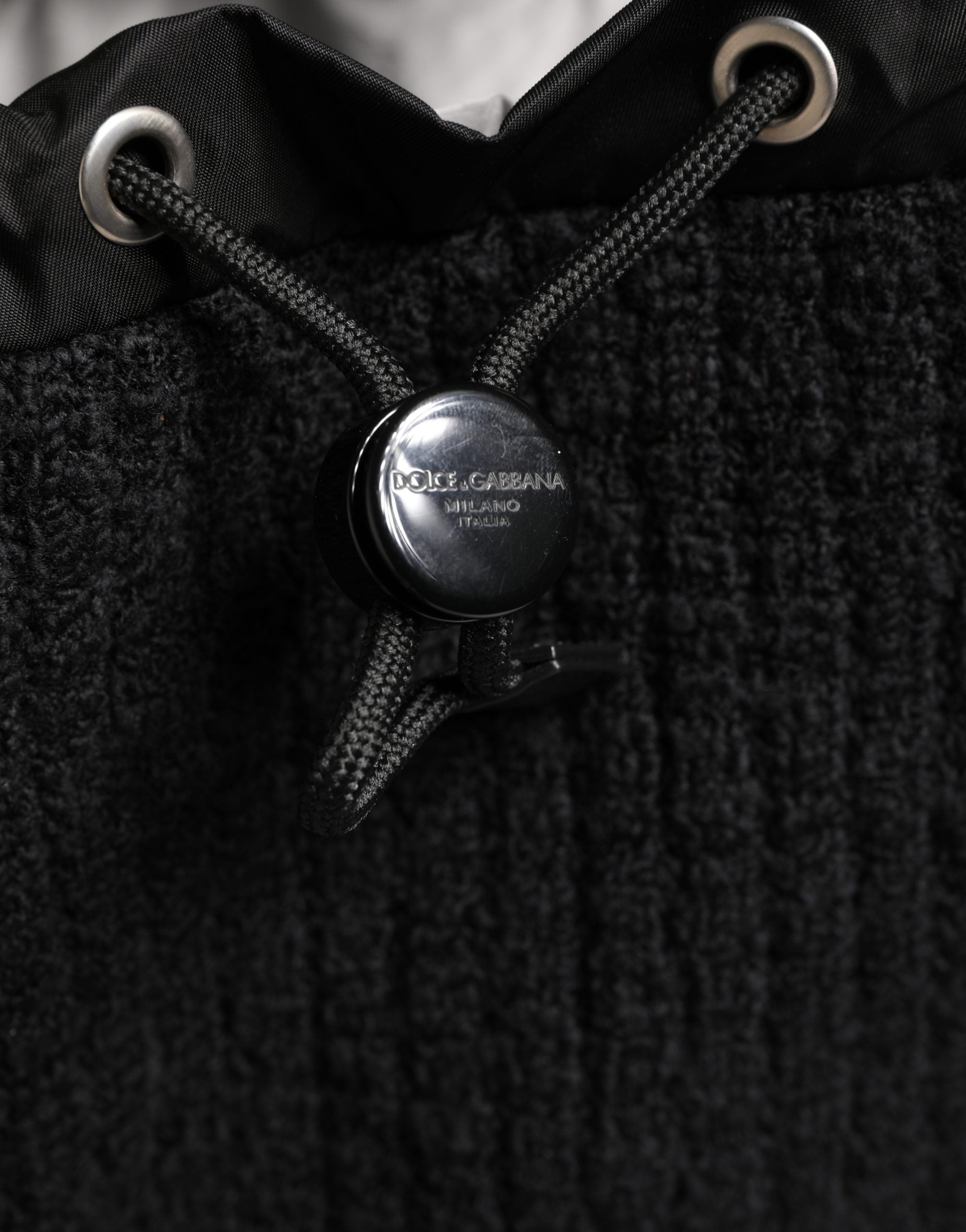 Black Tricot Wool Blend Duffel Backpack Travel Borse Bag