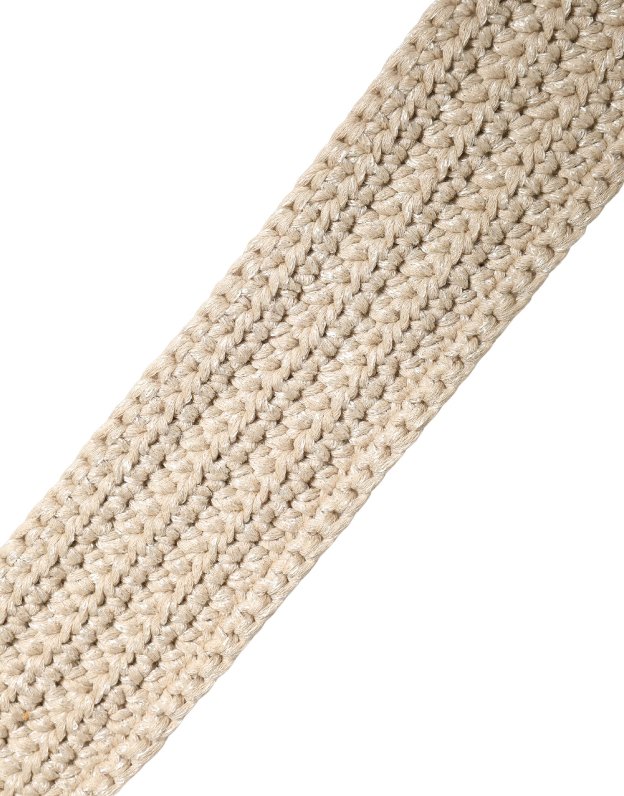 Beige Woven Vintage Metal Buckle Waist Belt